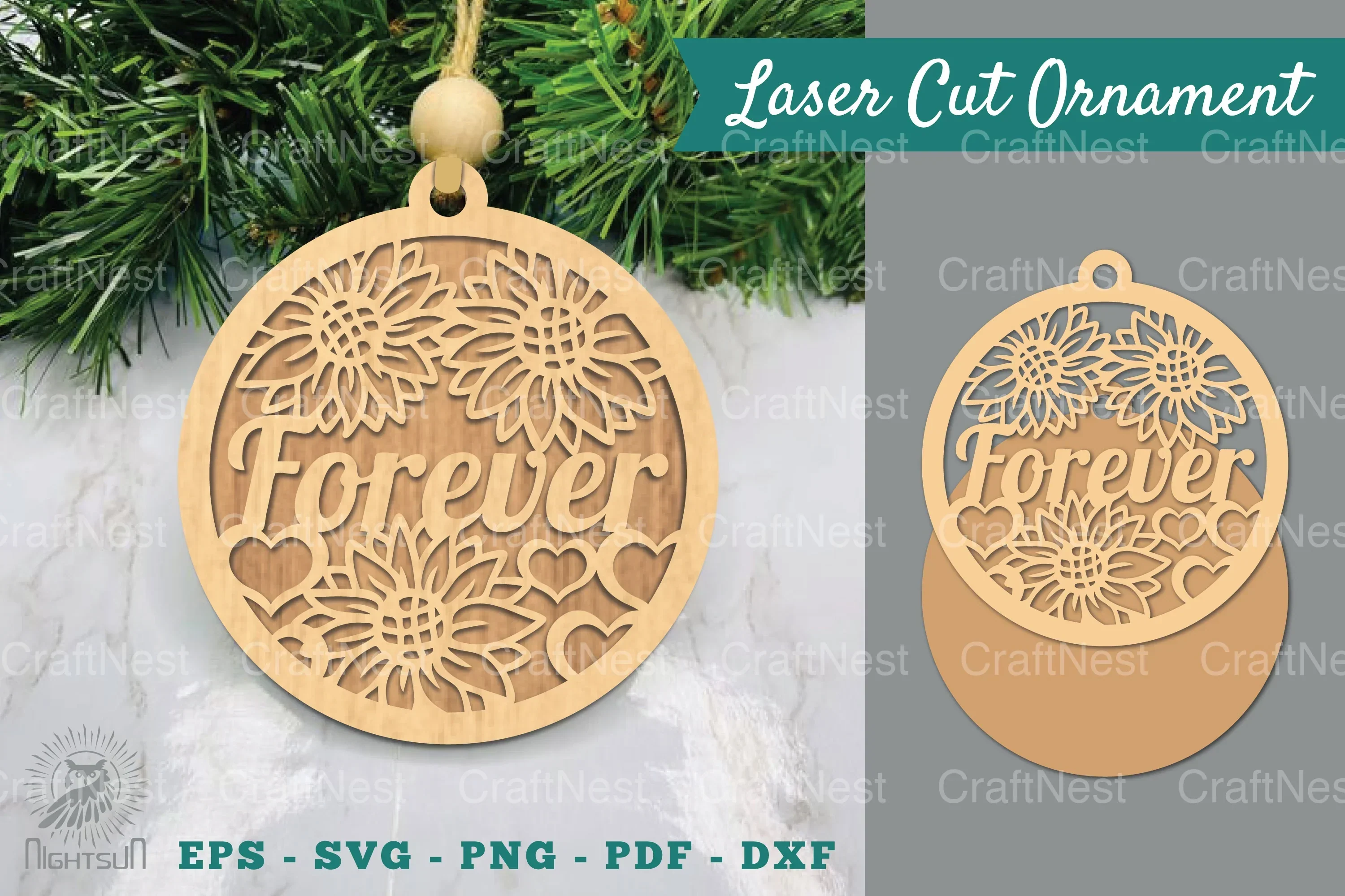 Floral Forever Laser Cut Ornament Clipart Bundle