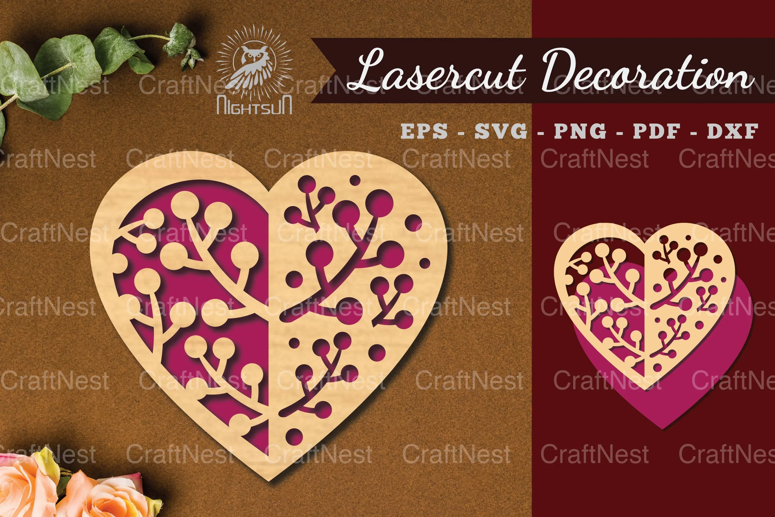Floral Heart Laser Cut Decoration Clipart Bundle