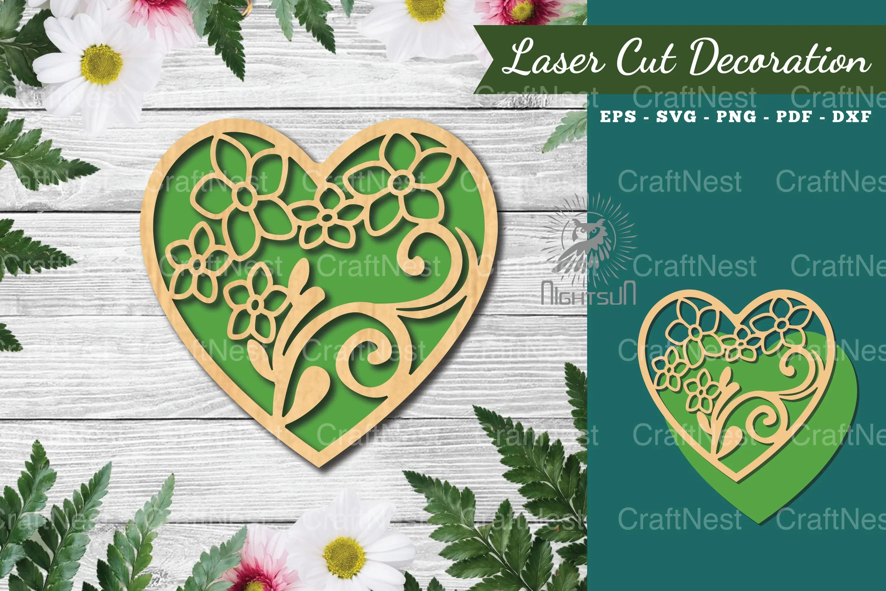 Floral Heart Laser Cut Decoration Clipart Bundle