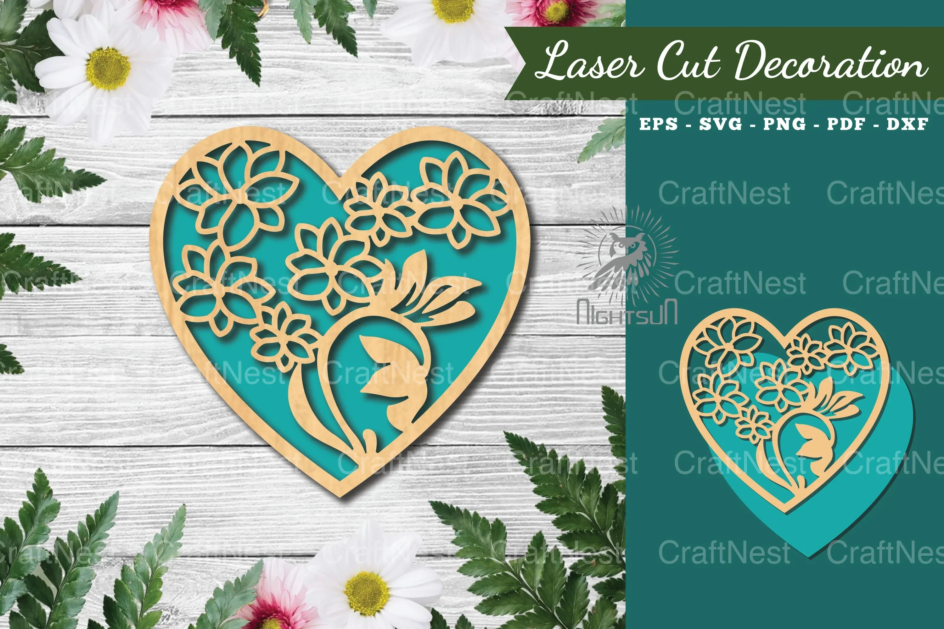 Floral Heart Laser Cut Decoration Clipart Bundle