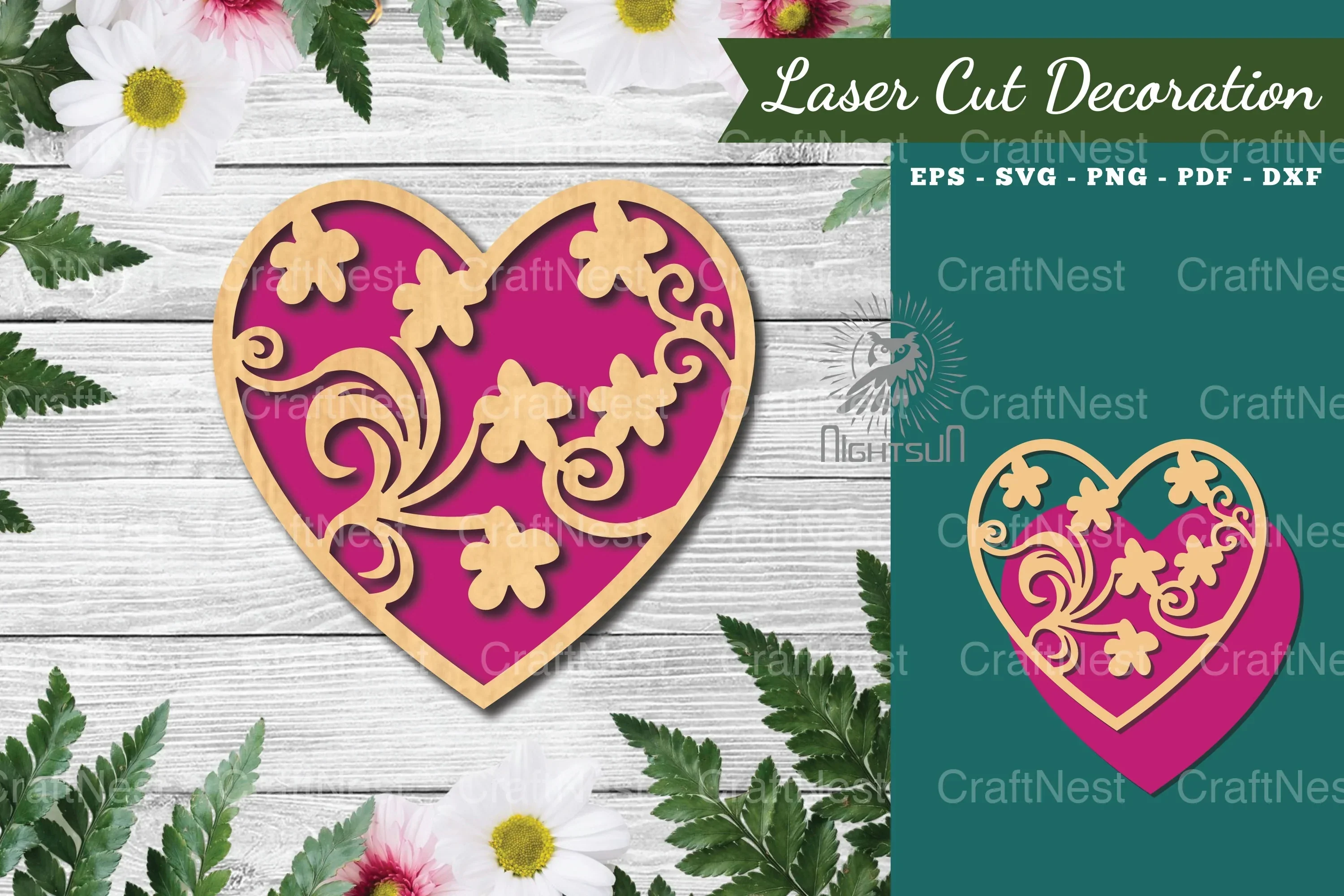 Floral Heart Laser Cut Decoration Clipart Bundle