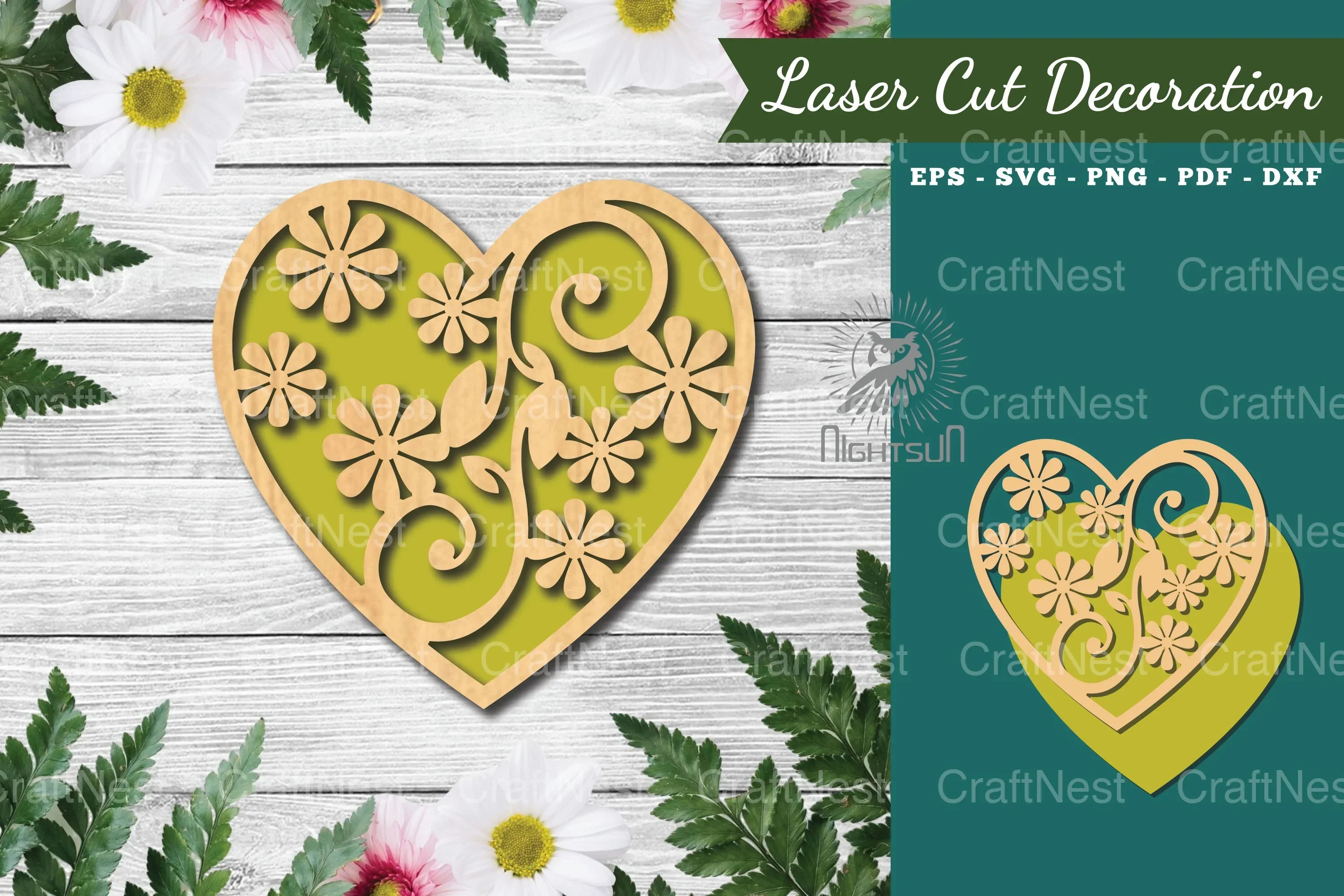 Floral Heart Laser Cut Decoration Clipart Bundle