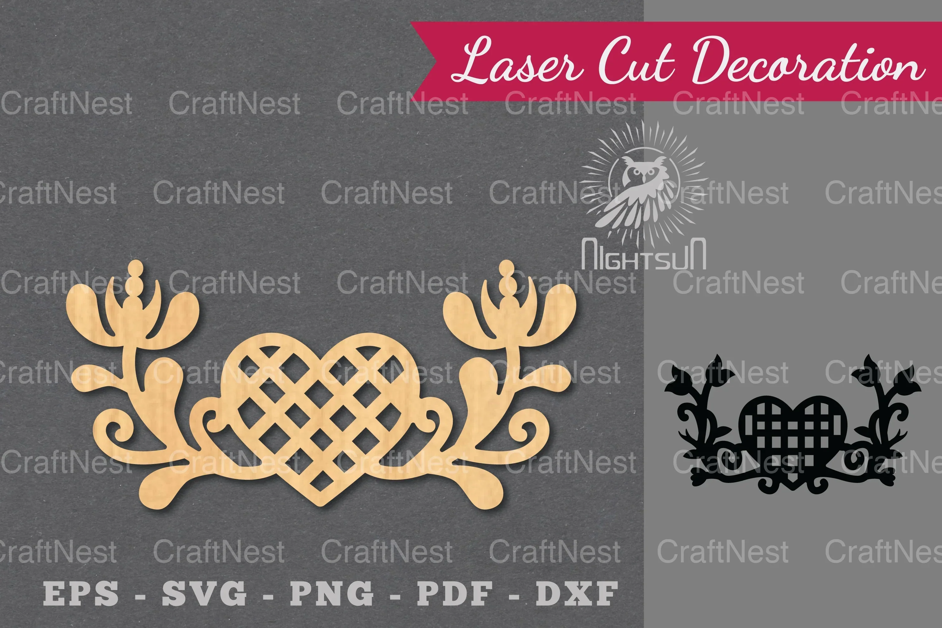 Floral Heart Laser Cut Decoration Clipart Bundle