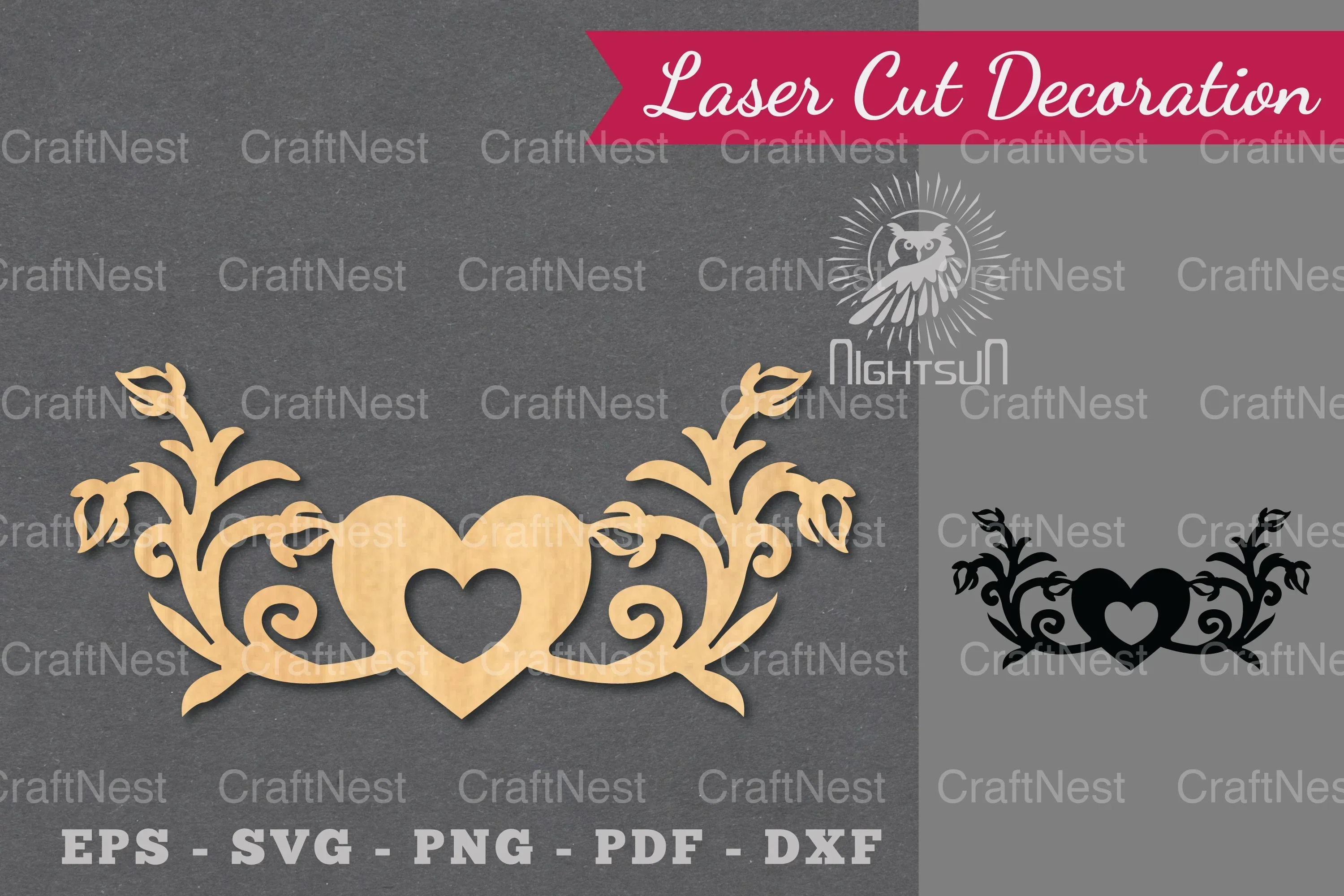 Floral Heart Laser Cut Decoration Clipart Bundle