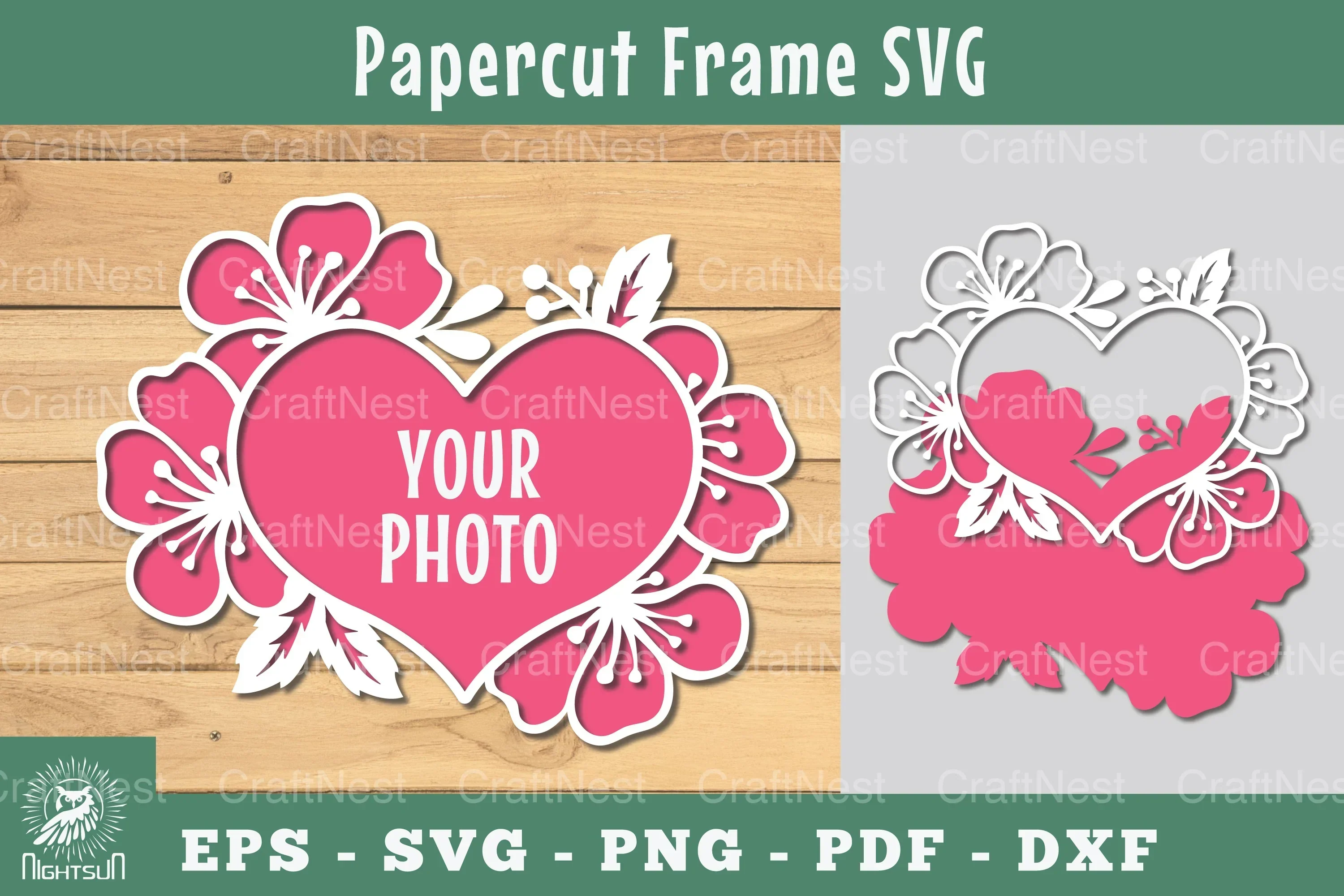 Floral Heart Papercut Frame SVG Bundle