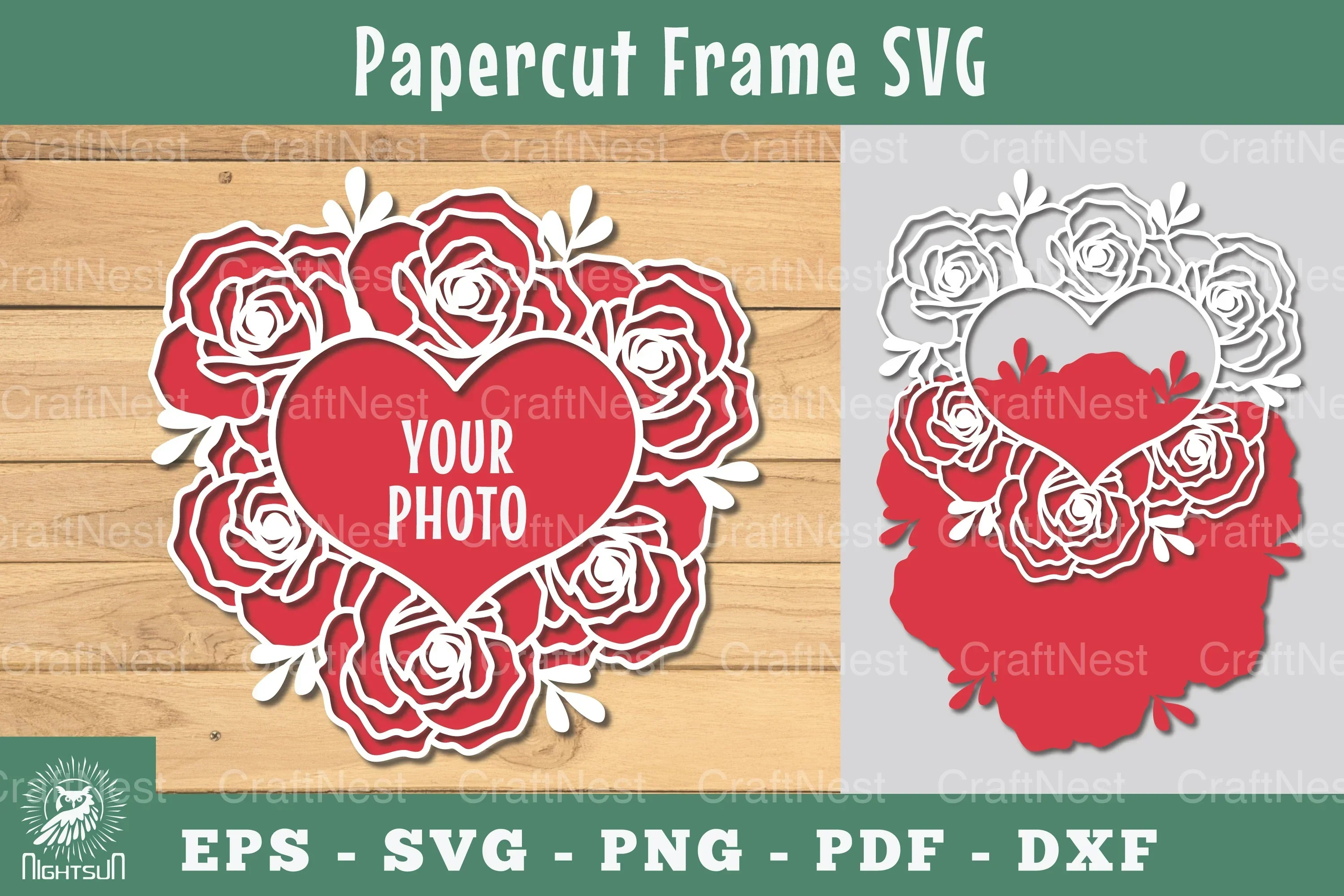Floral Heart Papercut Frame SVG Bundle