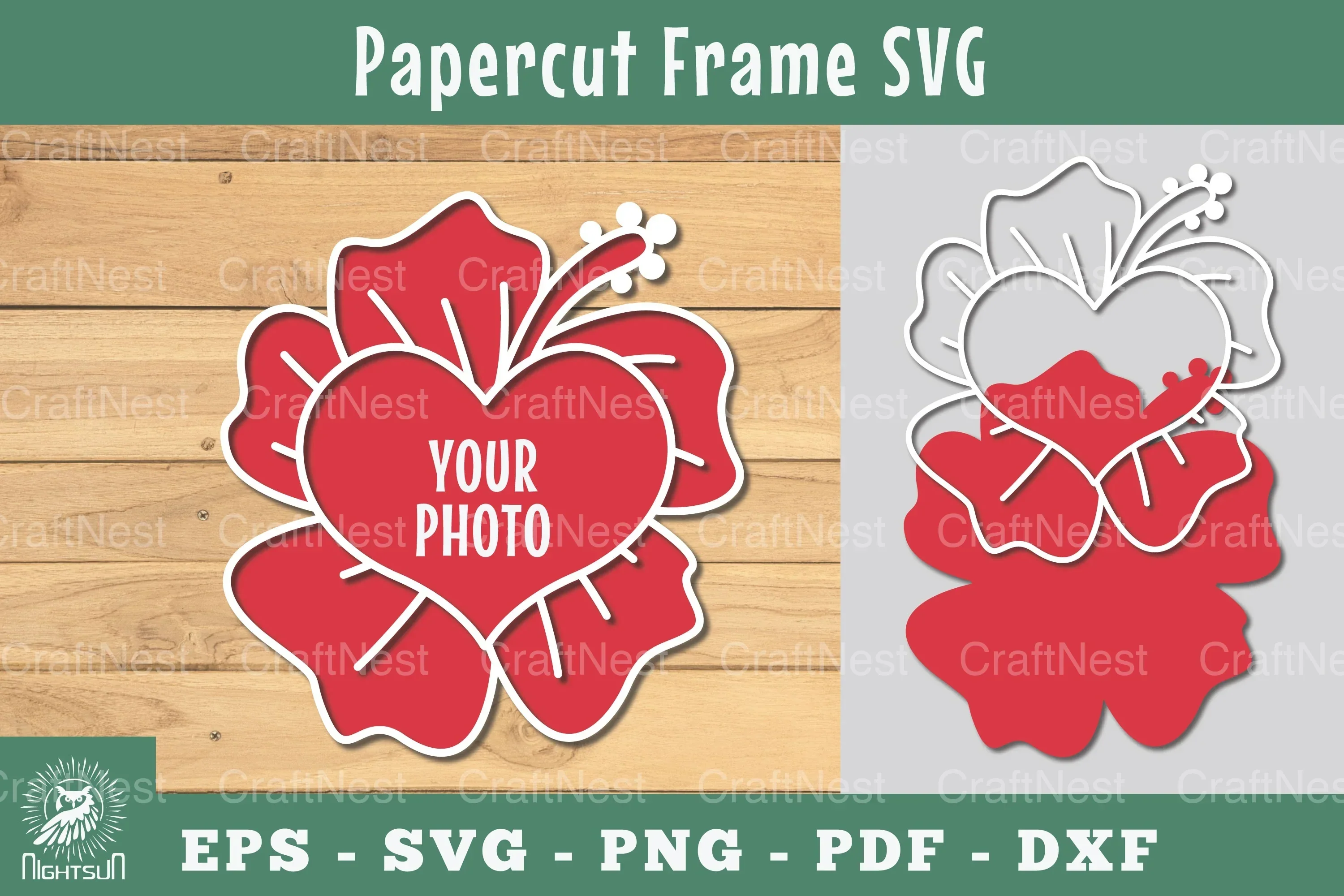Floral Heart Papercut Frame SVG Bundle