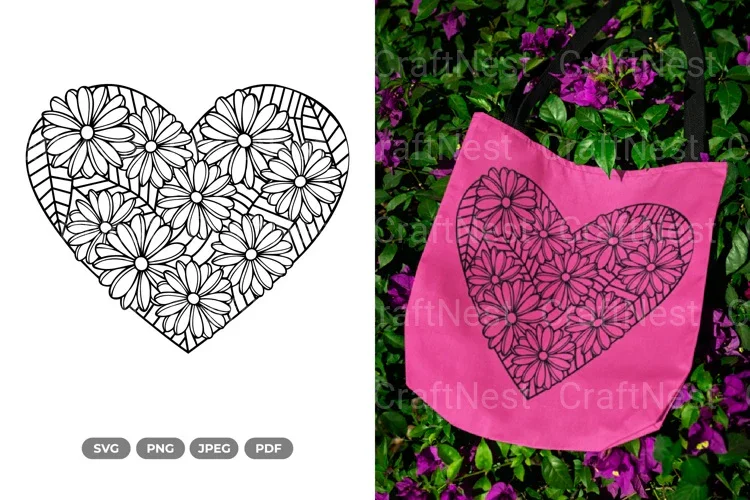 Floral Heart Wedding Invitation SVG Bundle