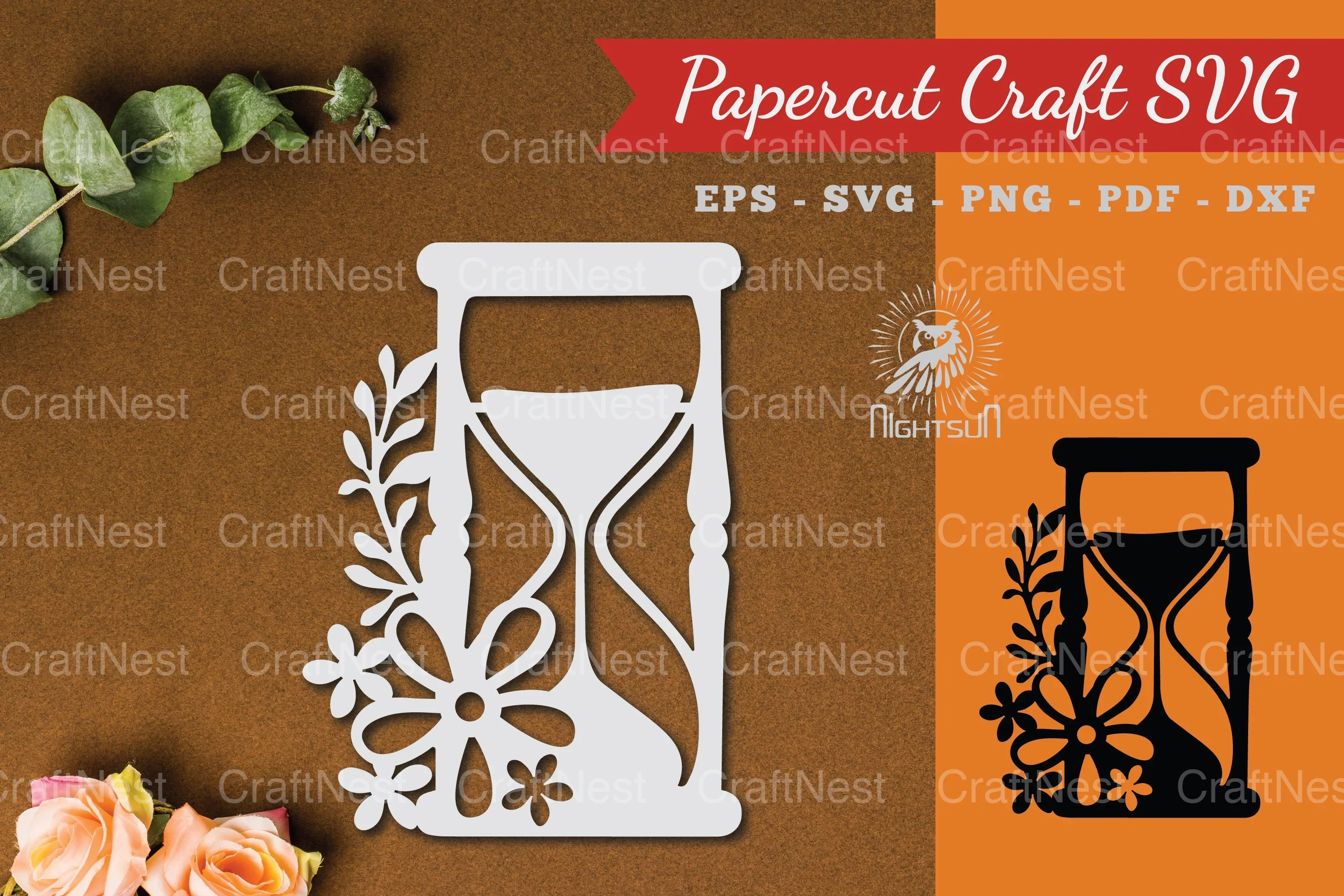 Floral Hourglass Paper Cut SVG Bundle