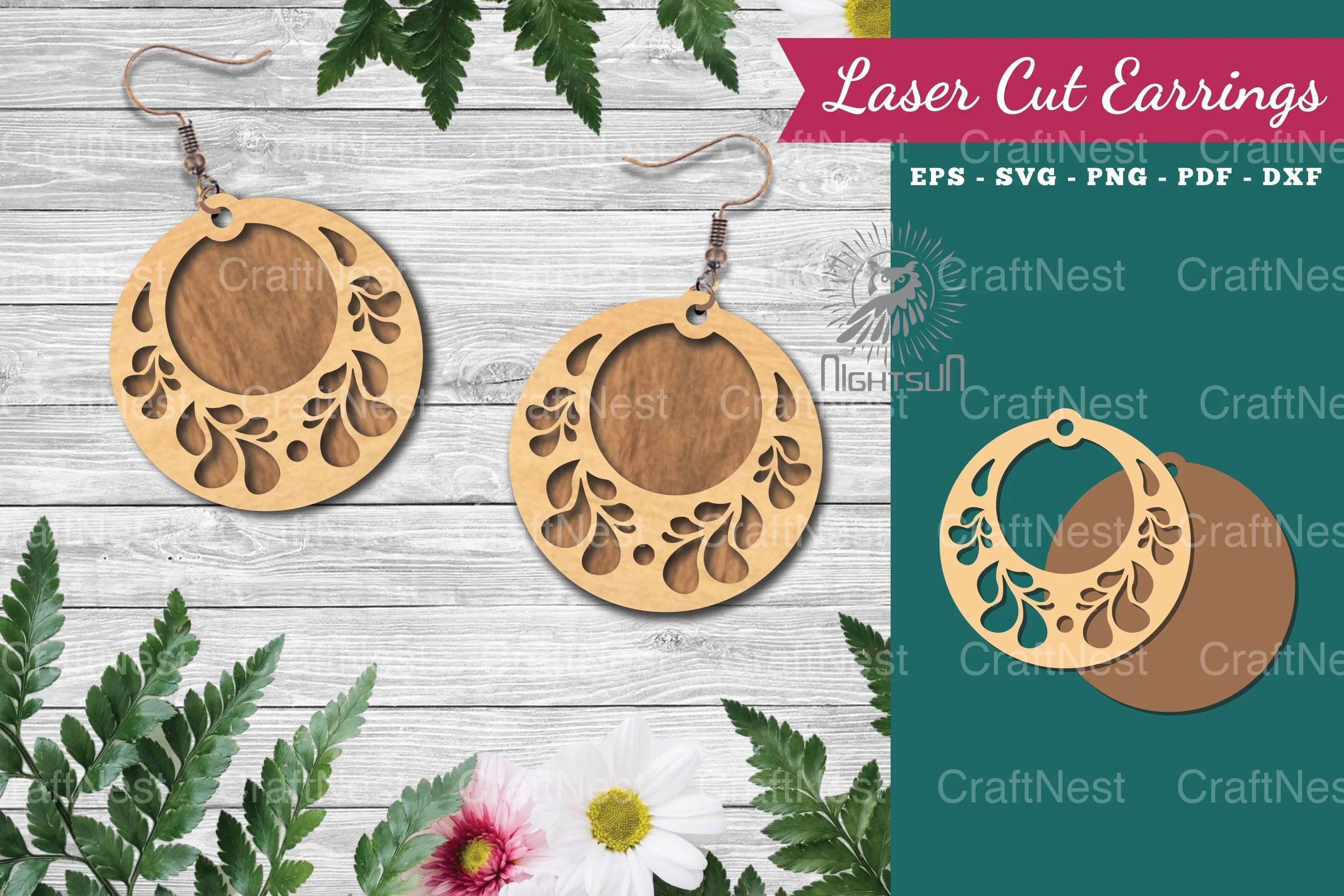 Floral Laser Cut Earrings Clipart Bundle