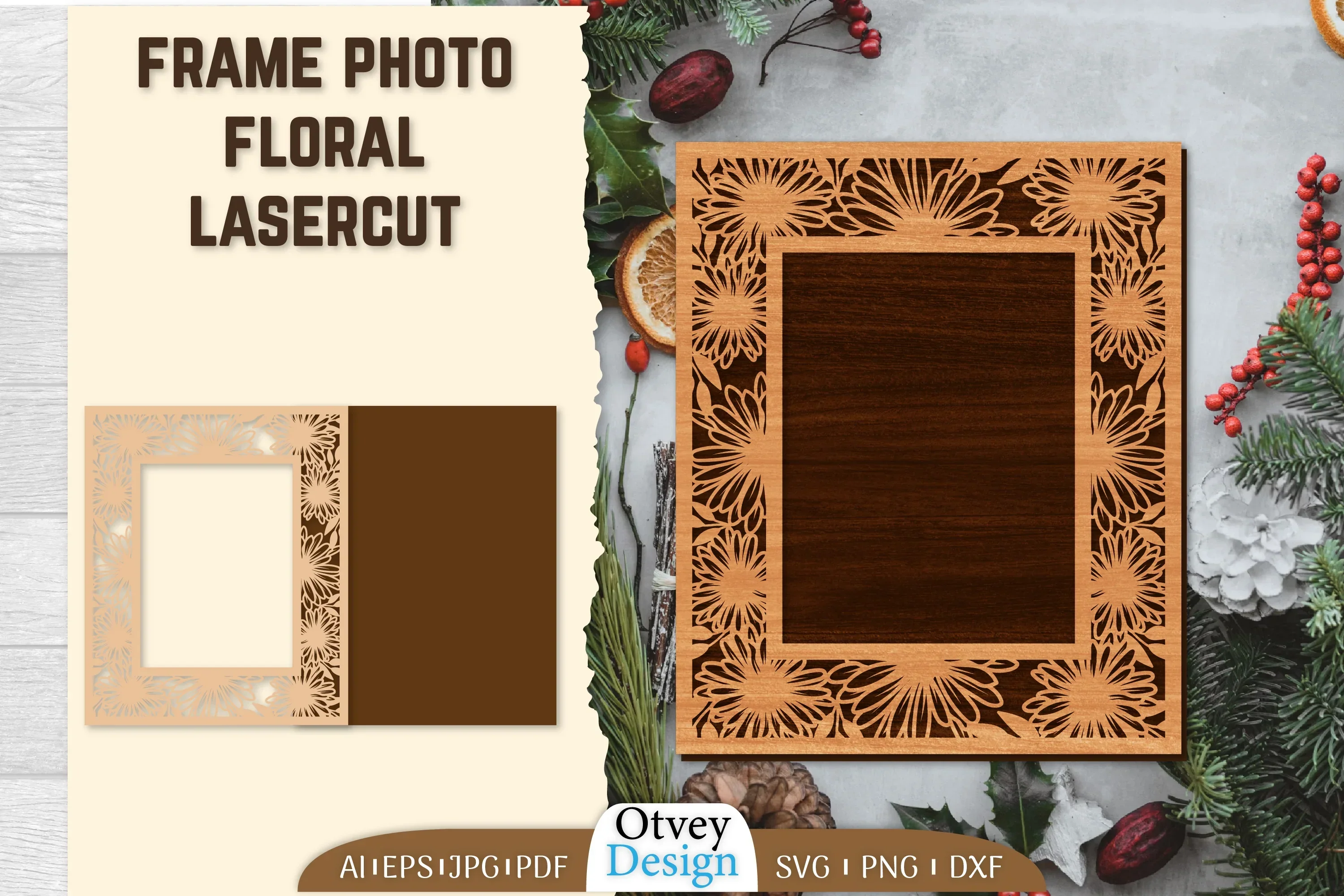 Floral Lasercut 2 Frame Photo SVG Bundle