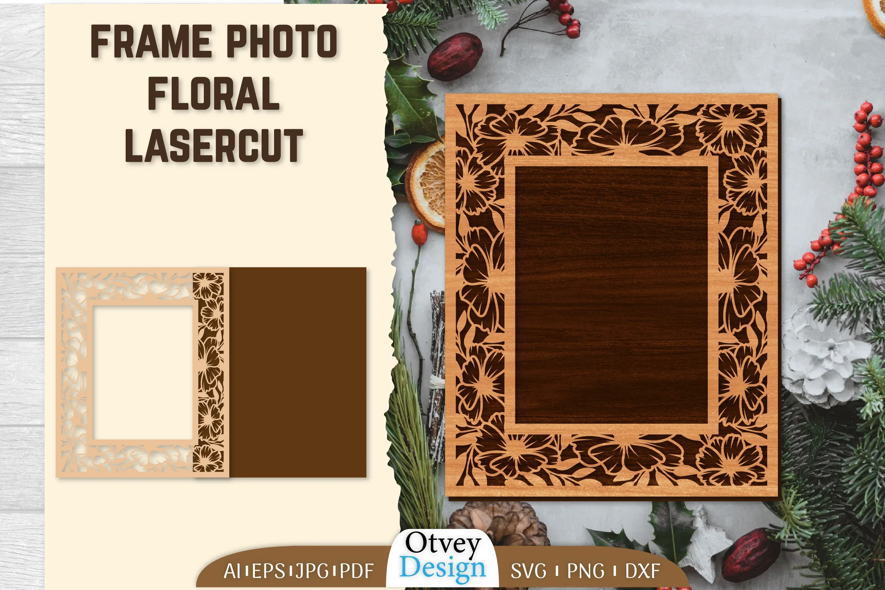 Floral Lasercut 2-Frame Photo SVG Bundle