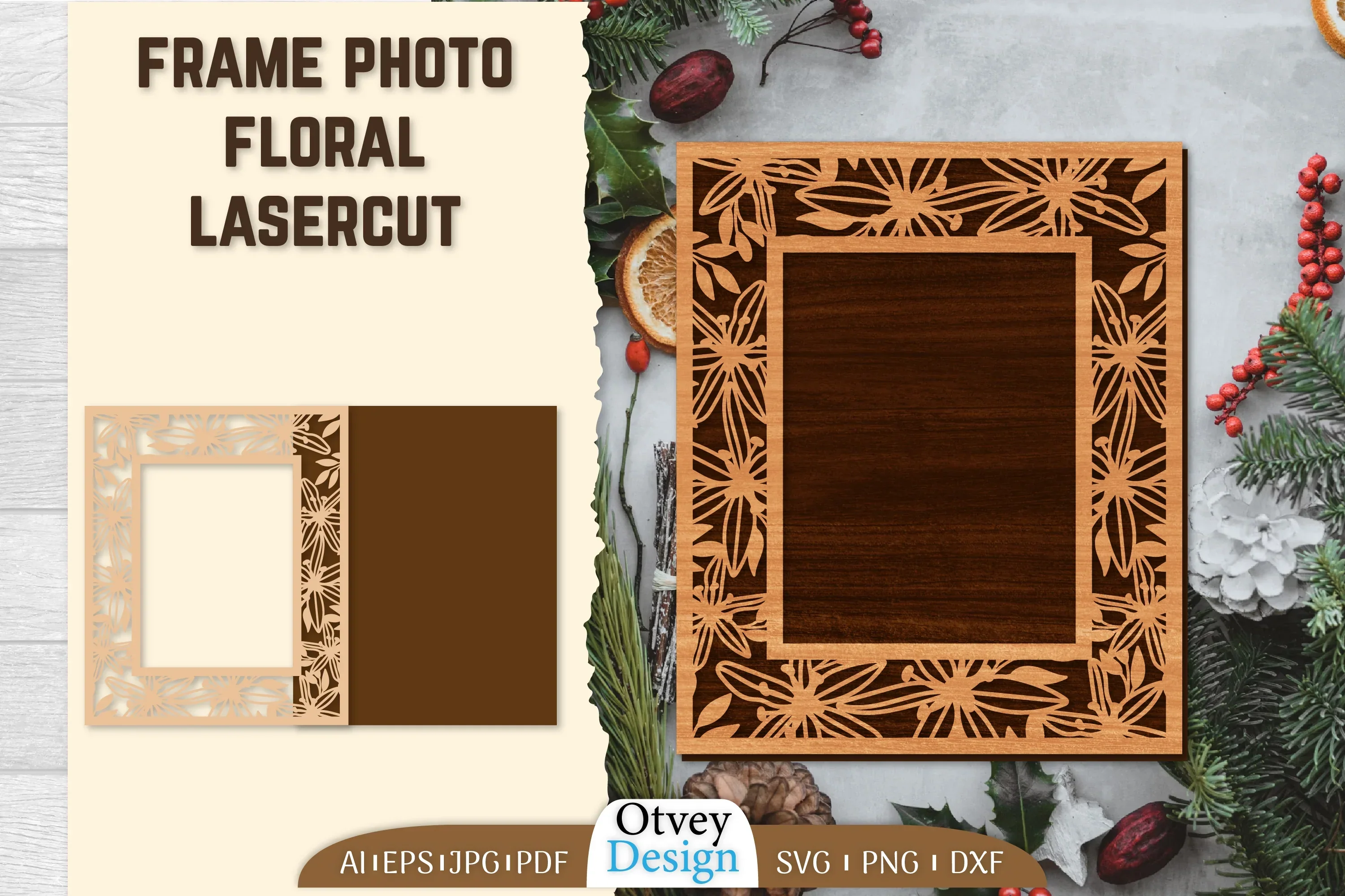 Floral Lasercut 2-Frame Photo SVG Bundle