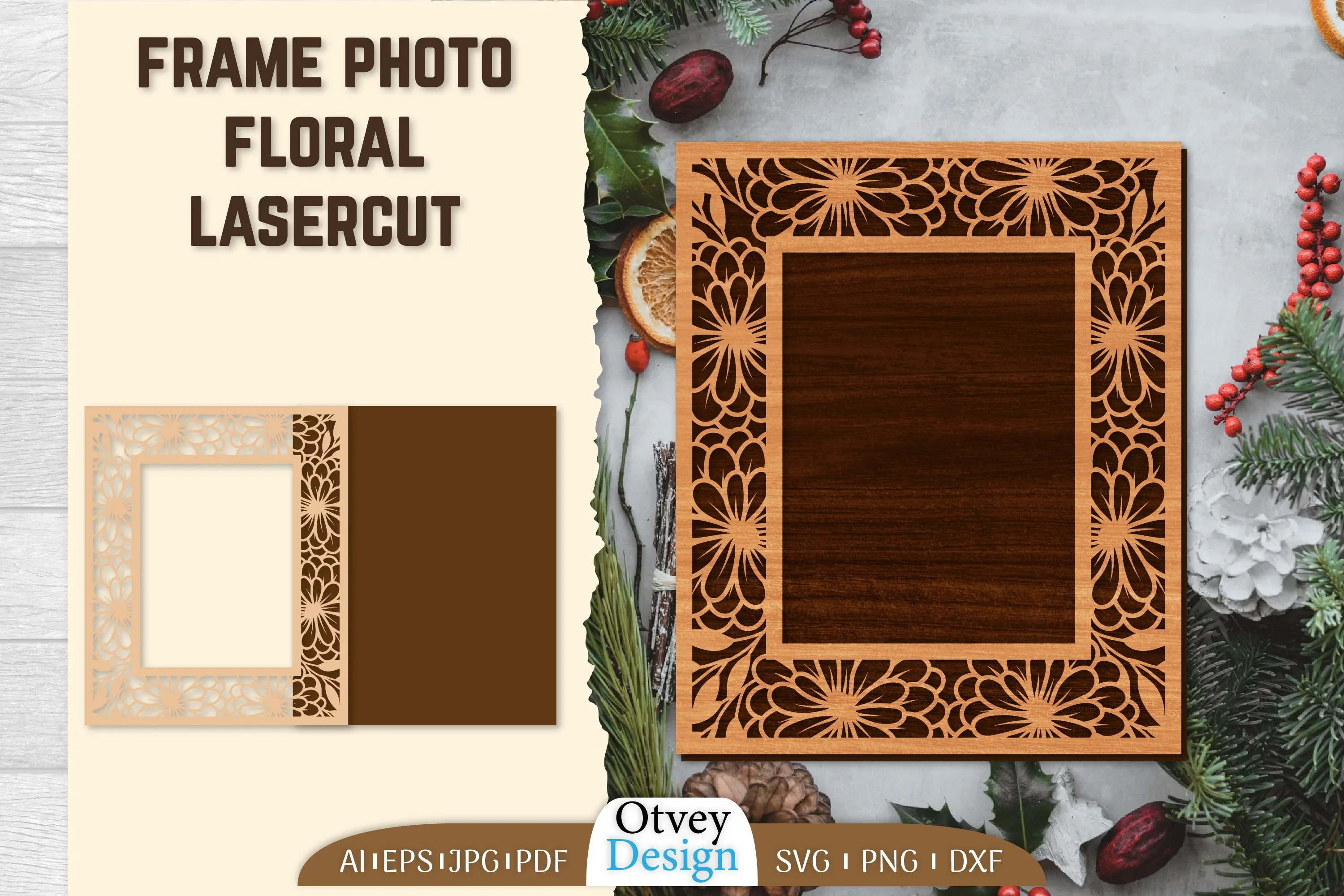 Floral Lasercut 2 Frame Photo SVG Bundle