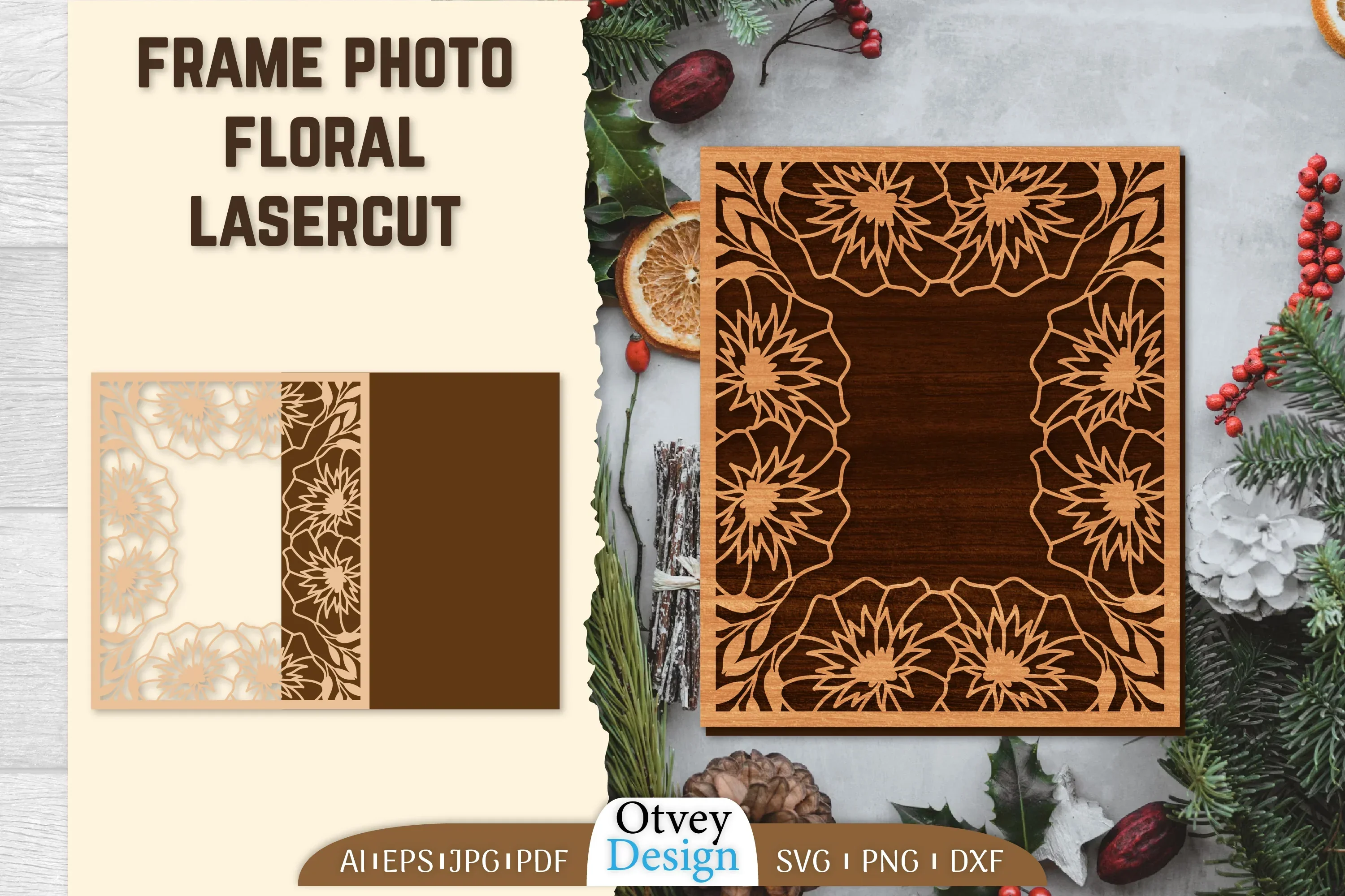 Floral Lasercut Frame Photo SVG Bundle