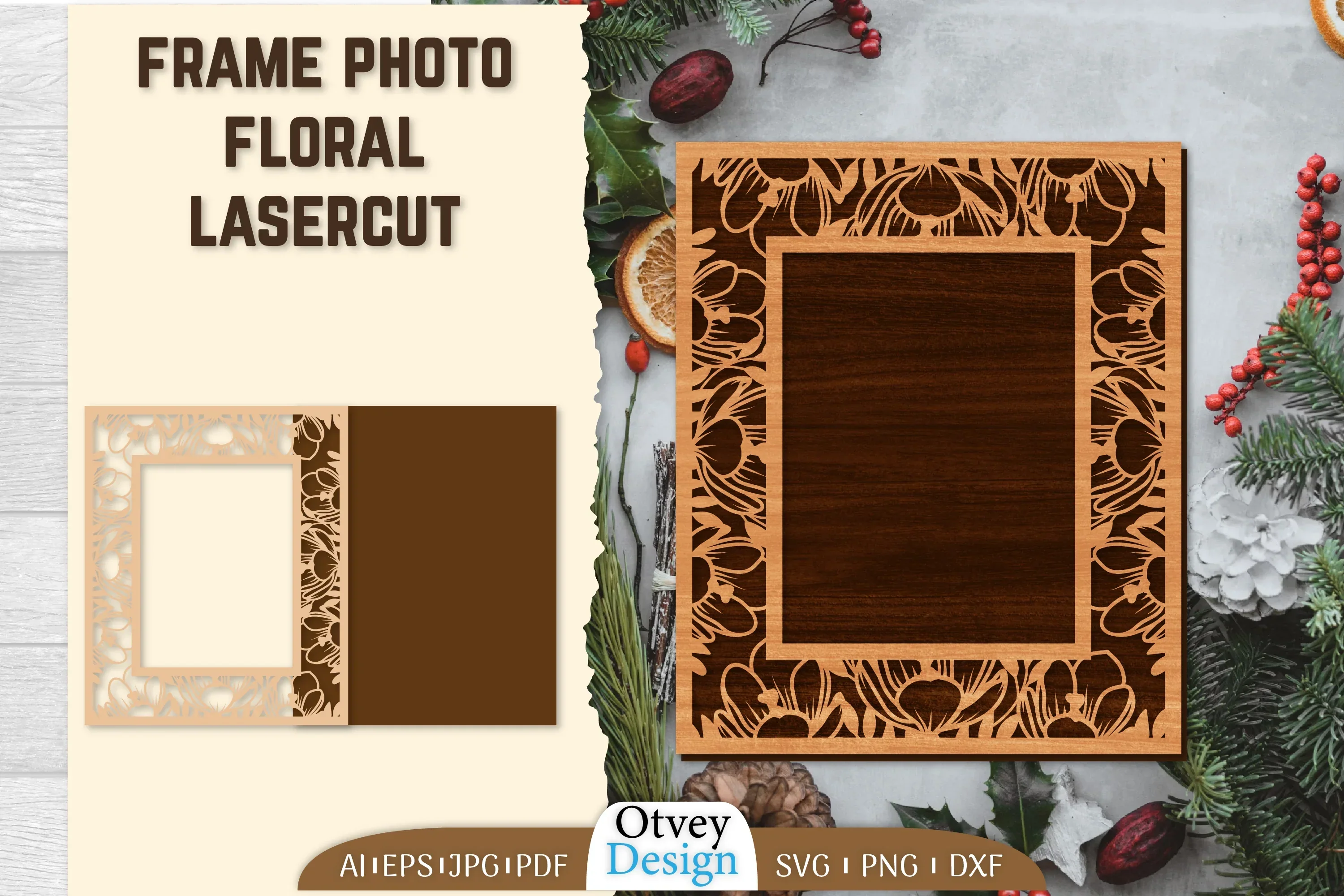 Floral Lasercut Frame Photo SVG Bundle
