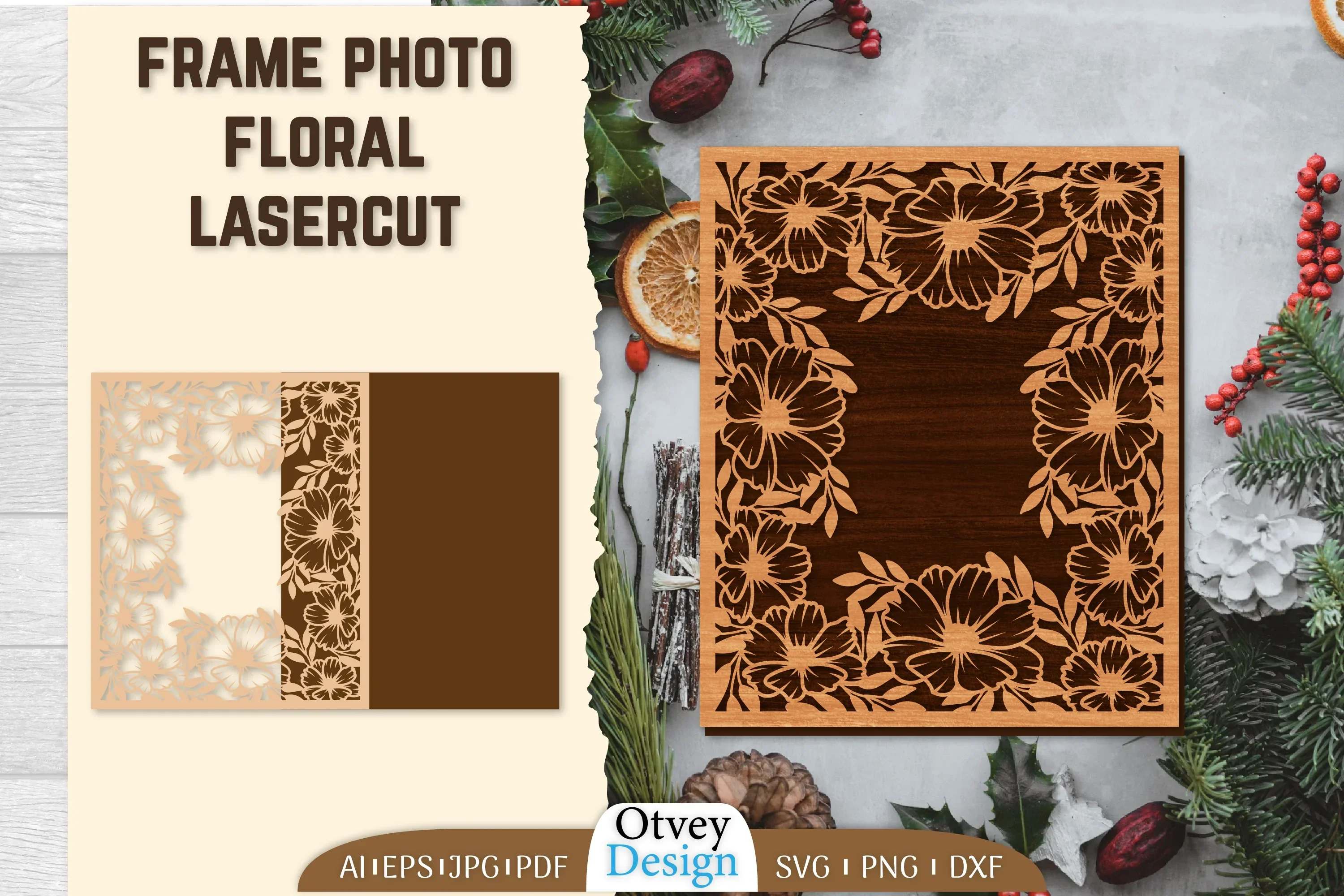 Floral Lasercut Frame Photo SVG Bundle