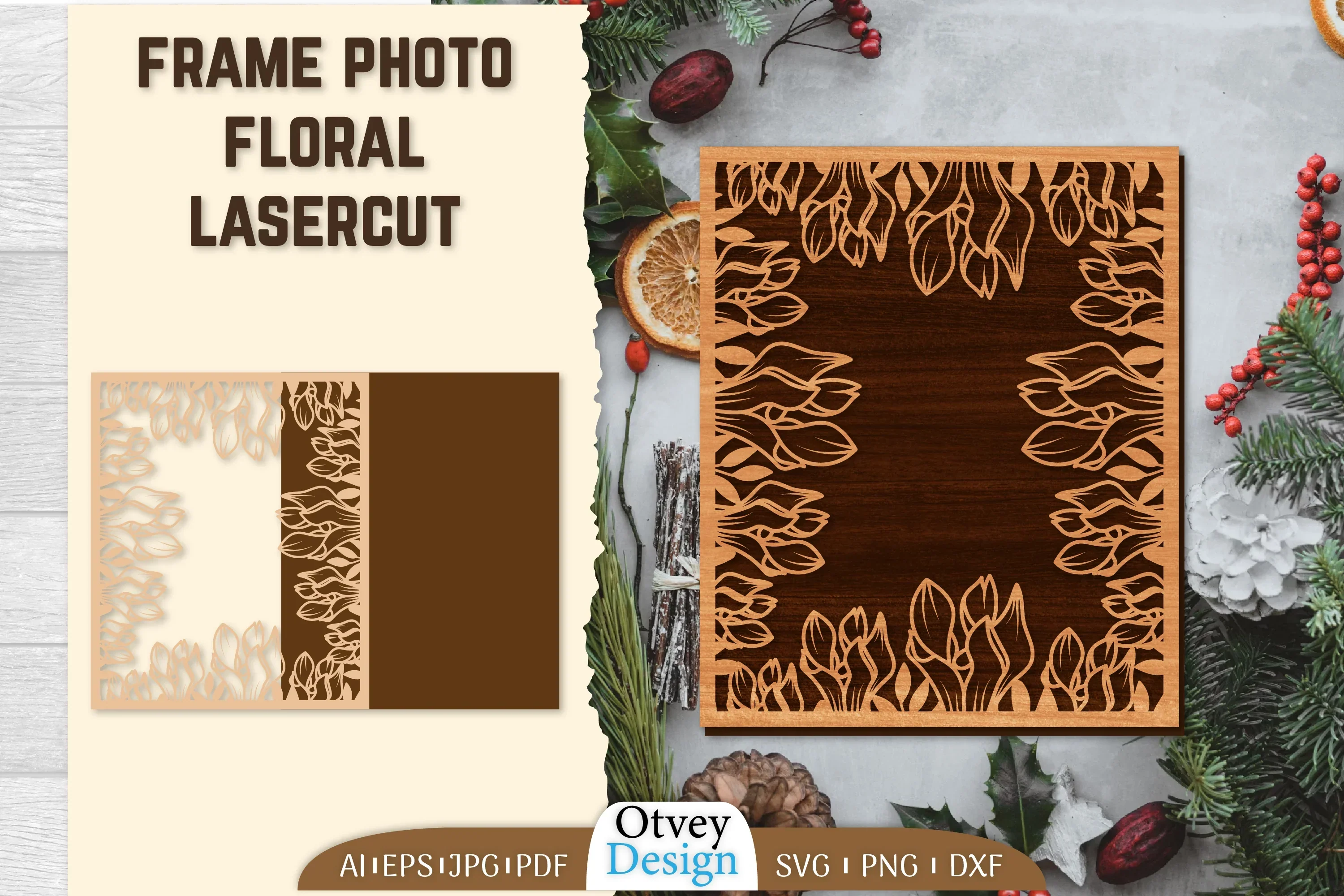 Floral Lasercut Frame Photo SVG Bundle