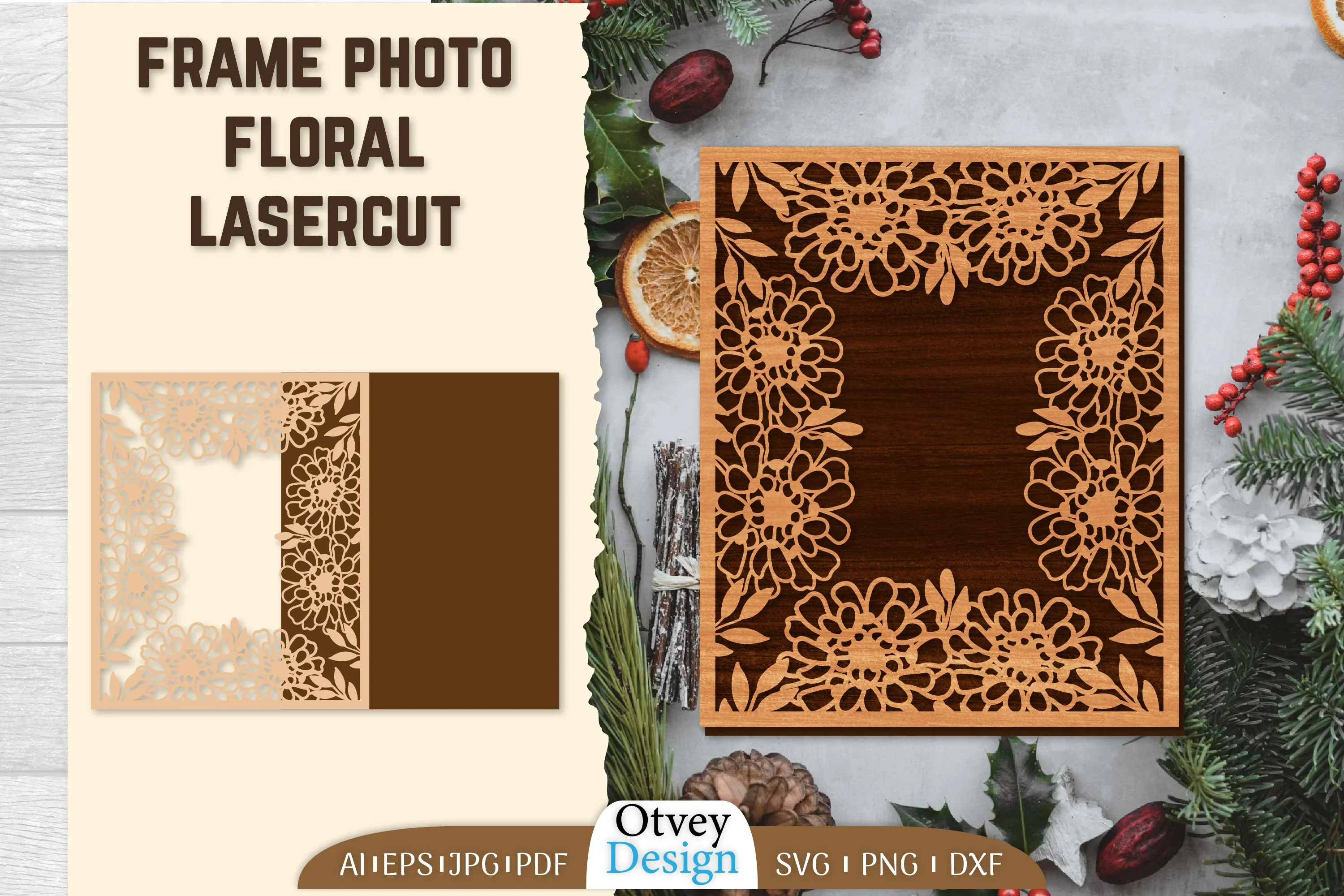 Floral Lasercut Frame Photo SVG Bundle