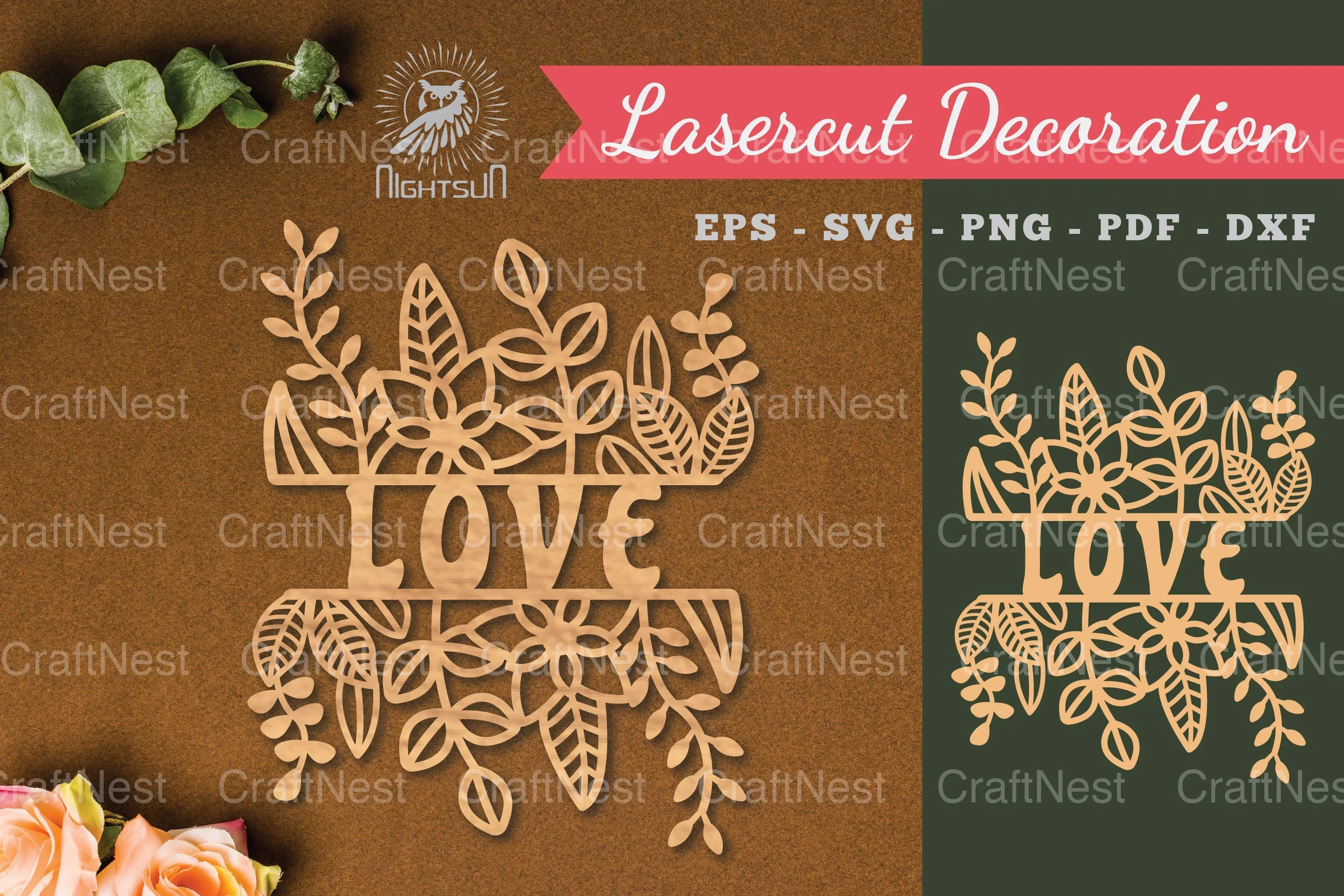 Floral Love Laser Cut Decoration Clipart Bundle