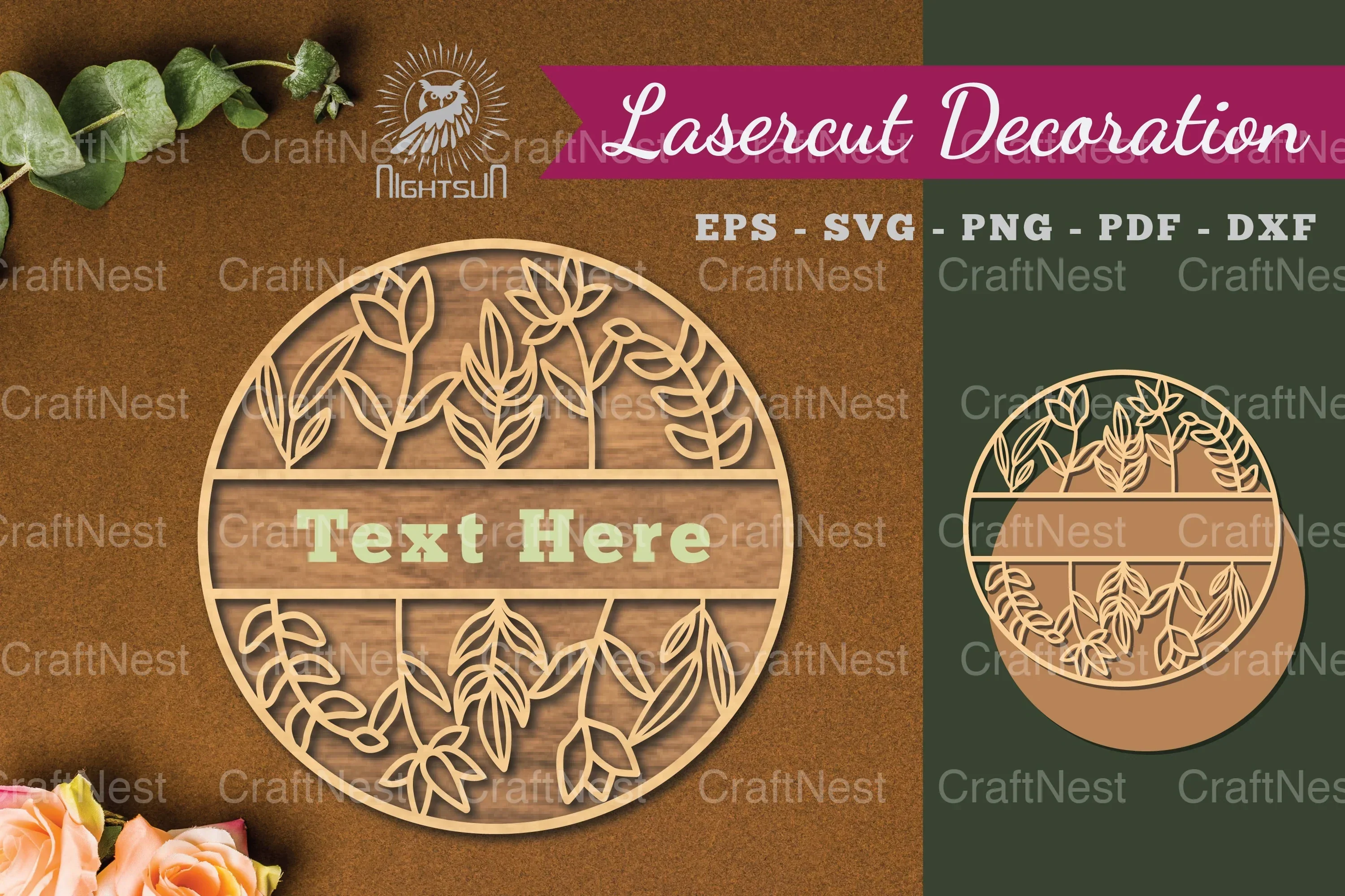 Floral Monogram Laser Cut Sign Clipart Bundle