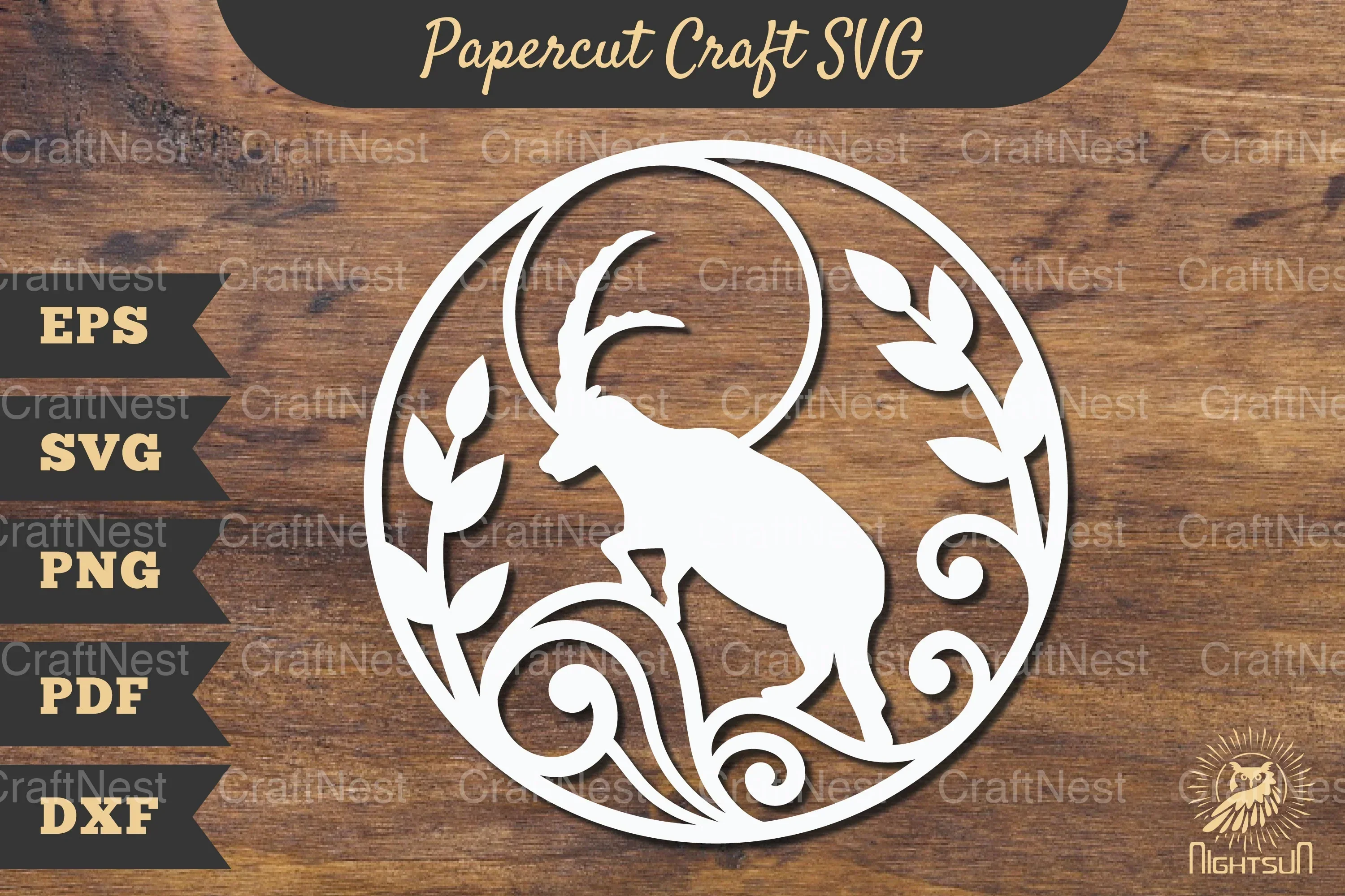 Floral Mountain Goat Papercut Craft Clipart Bundle