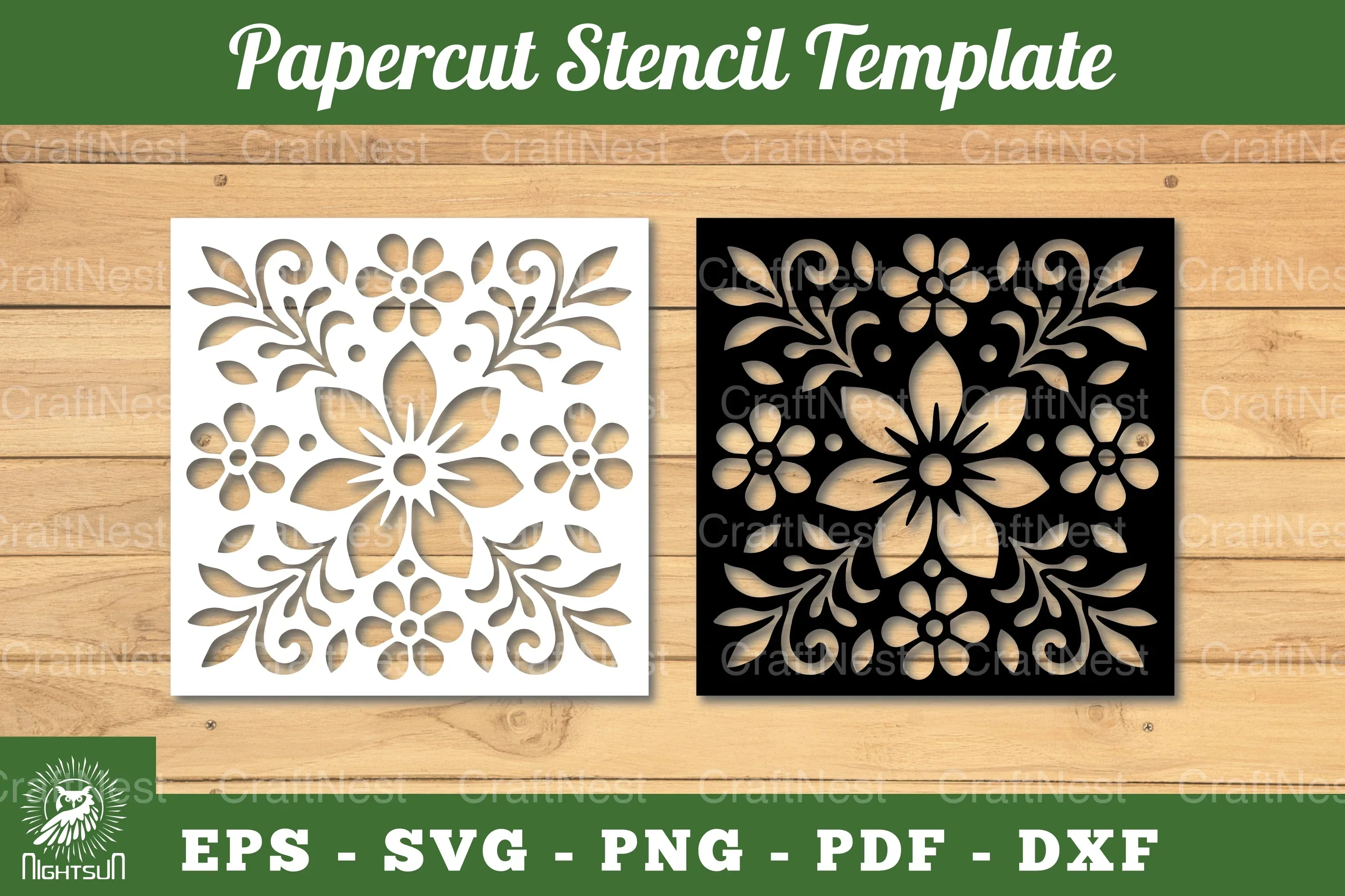 Floral Paper Cut Stencil Clipart Bundle