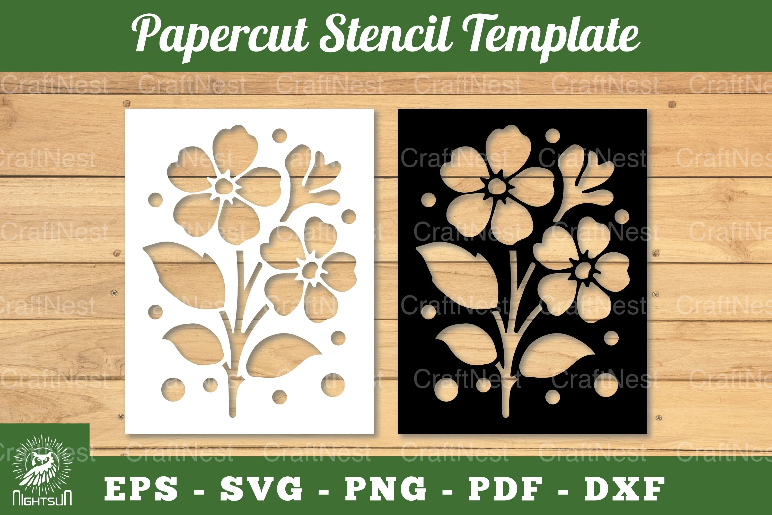Floral Papercut Stencil Template Clipart Bundle
