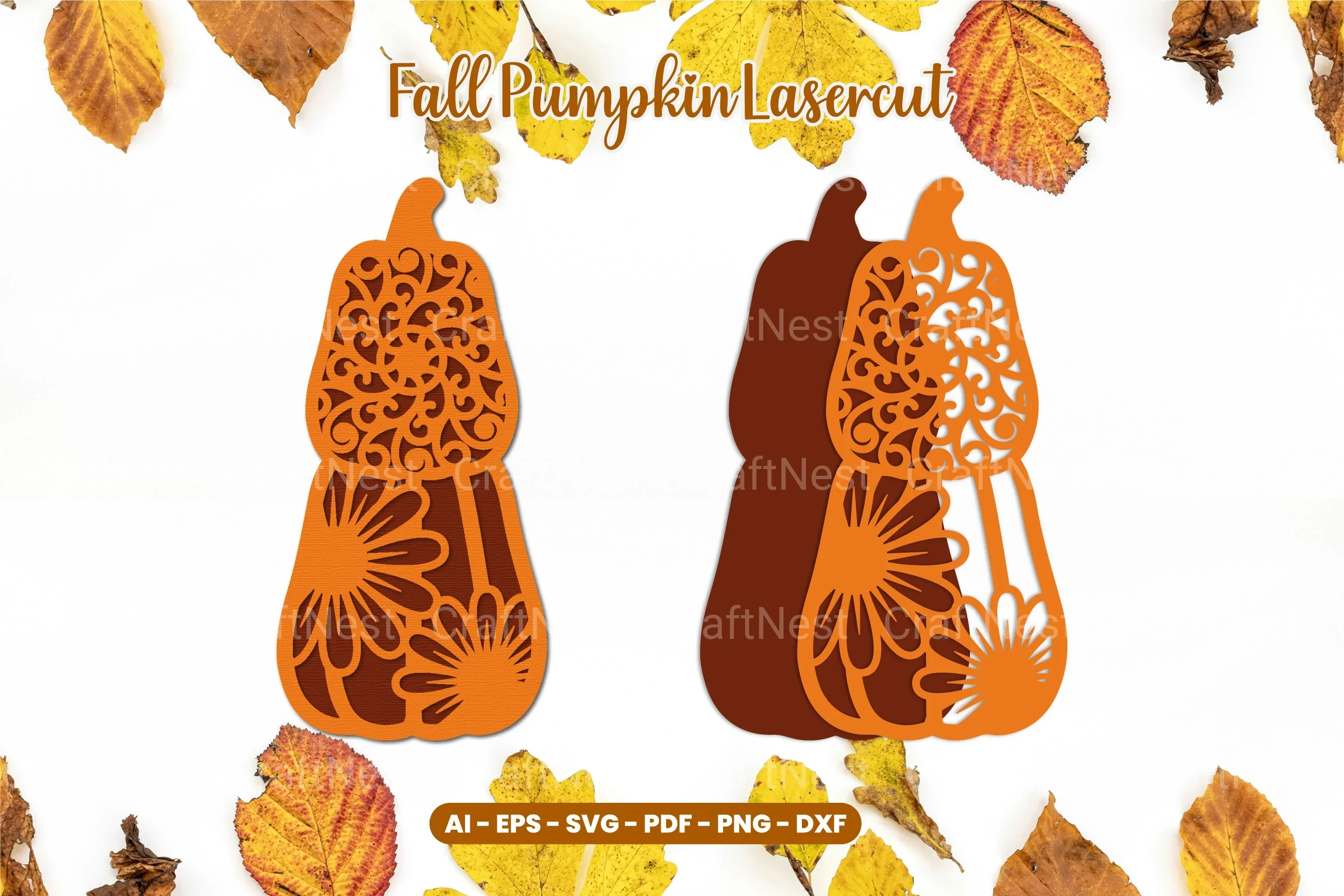 Floral Pumpkin Laser Cut SVG Bundle