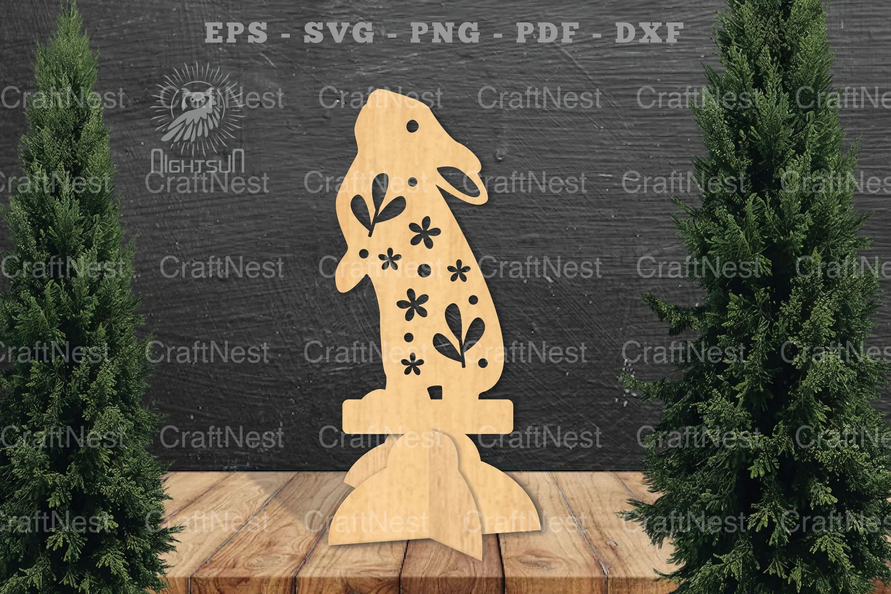 Floral Rabbit Laser Cut Home Decor Clipart Bundle