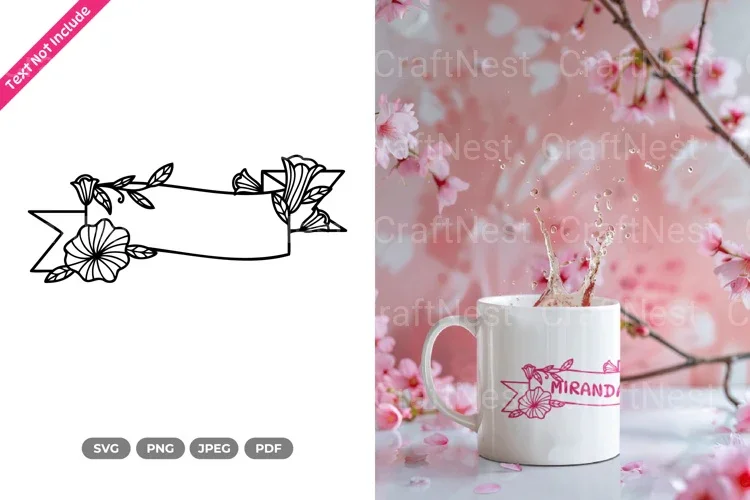 Floral Ribbon Border SVG Bundle