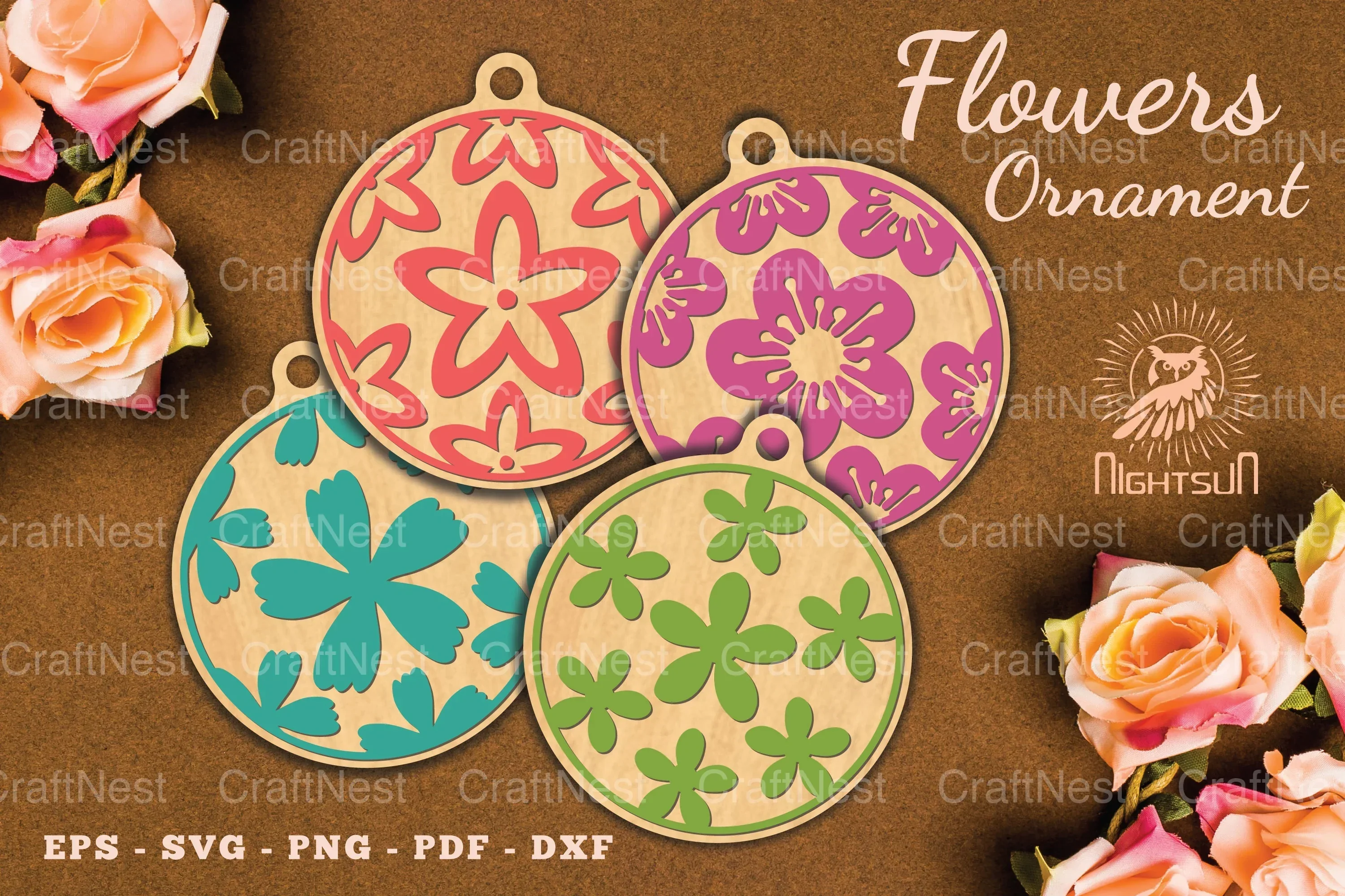 Floral Round Ornament Clipart Bundle