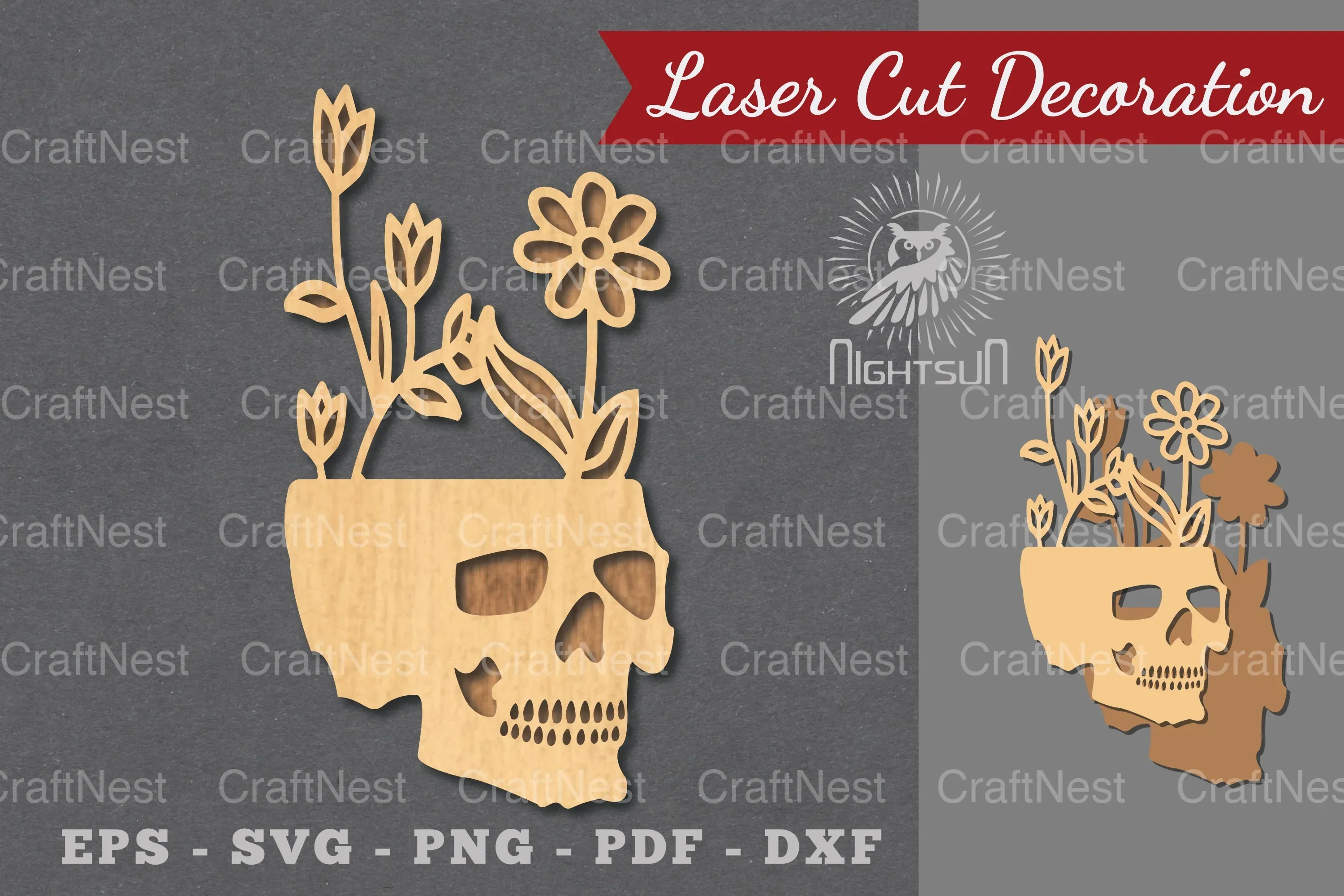 Floral Skull Laser Cut Decoration Clipart Bundle