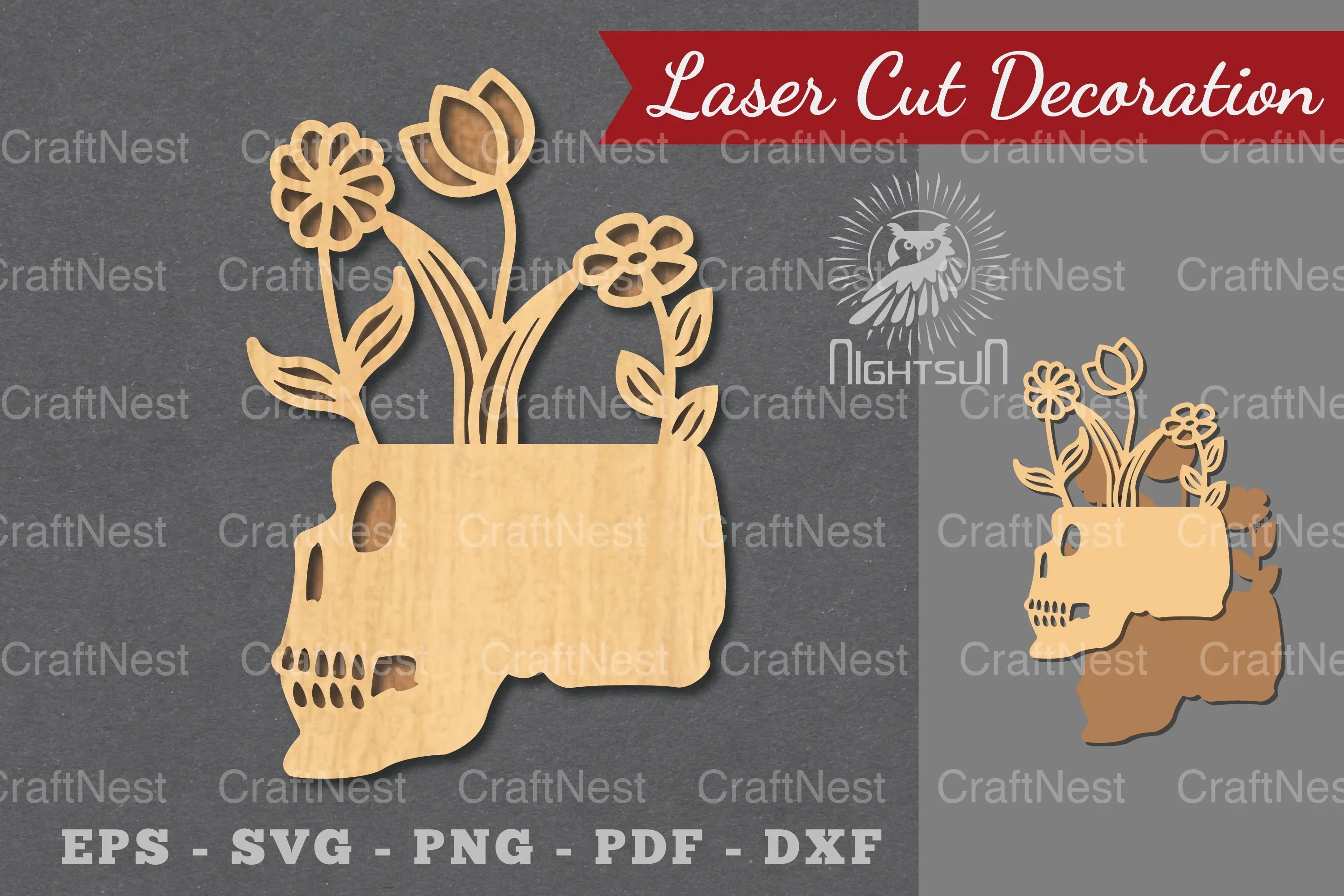 Floral Skull Laser Cut Decoration Clipart Bundle