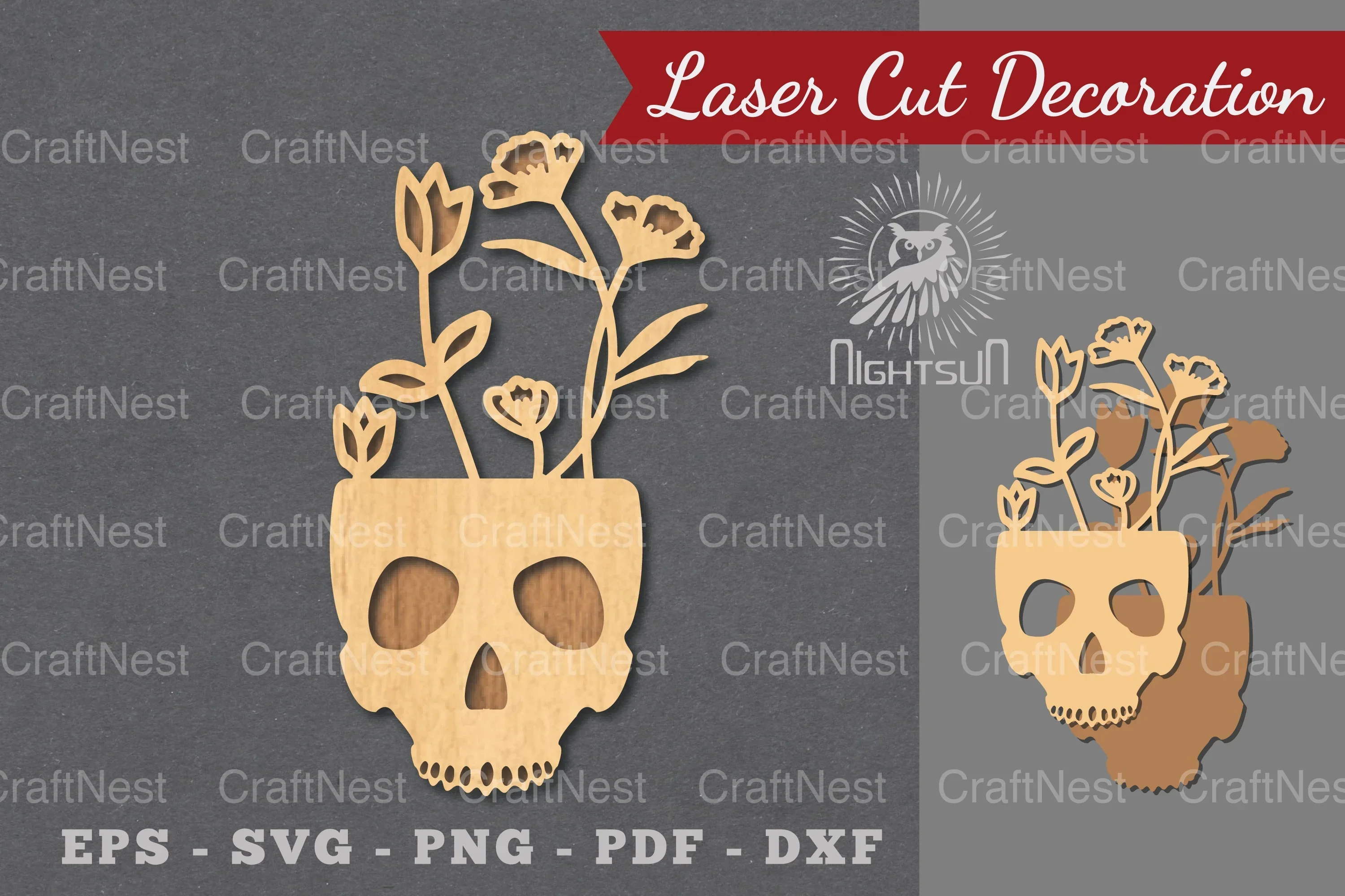 Floral Skull Laser Cut Decoration Clipart Bundle