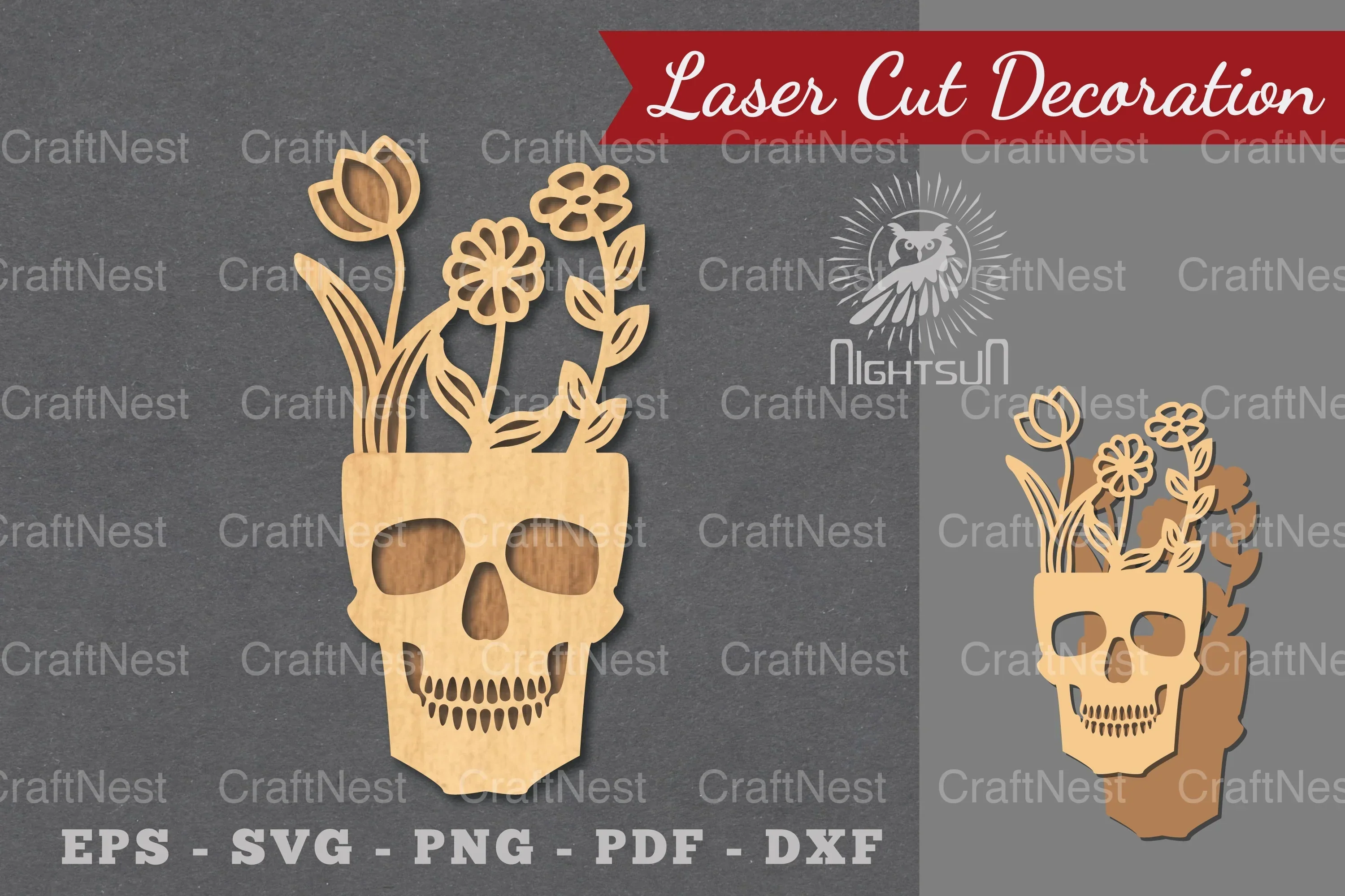Floral Skull Laser Cut Decoration Clipart Bundle