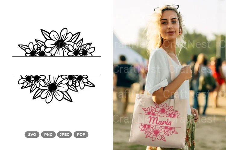 Floral Split Border Clipart Bundle