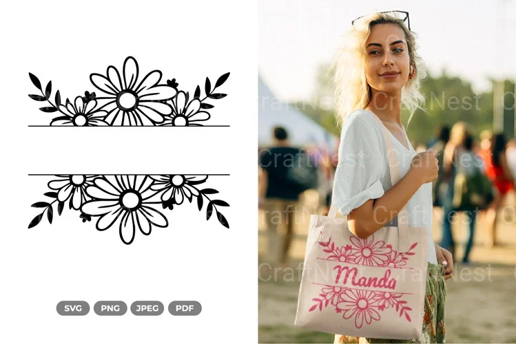 Floral Split Border SVG Bundle