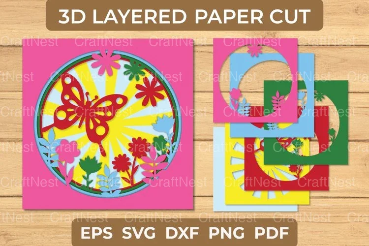 Floral Spring Butterfly 3D Shadow Box Bundle
