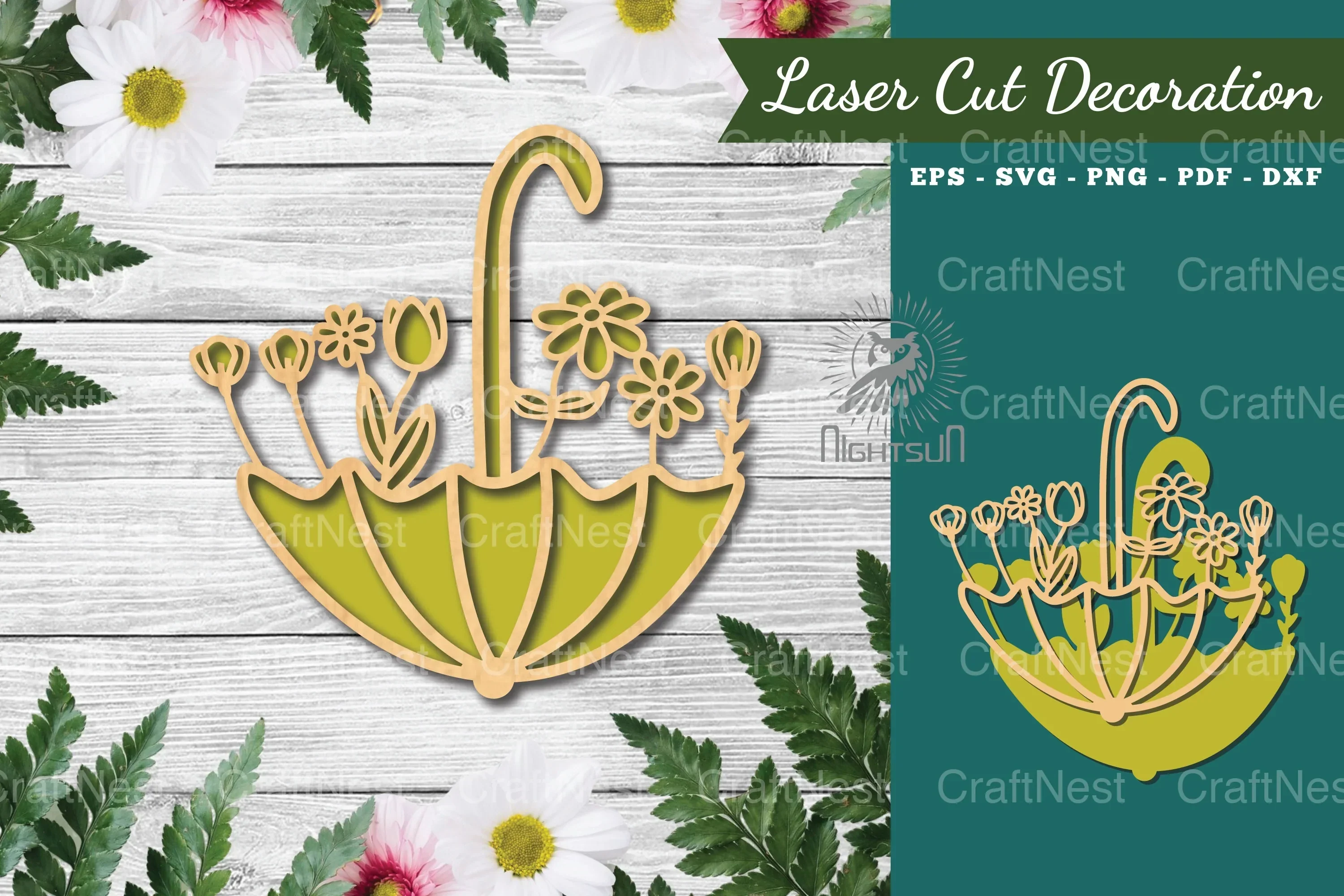 Floral Umbrella Laser Cut Decoration Clipart Bundle