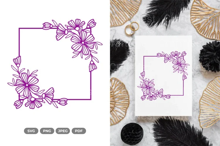 Floral Wedding Frame SVG Bundle