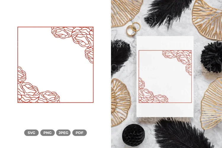 Floral Wedding Frame SVG Bundle