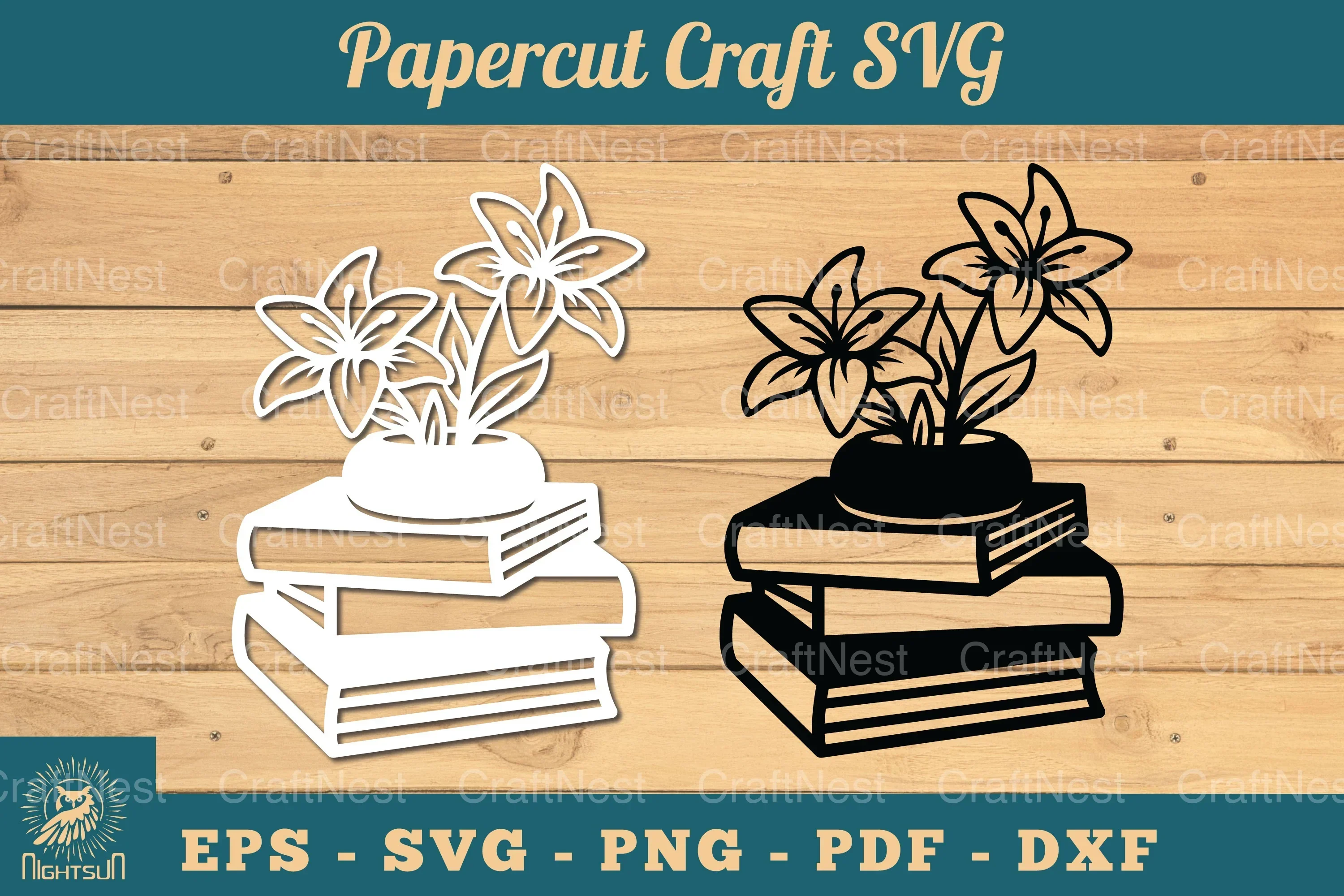 Flower and Book Papercut SVG Bundle