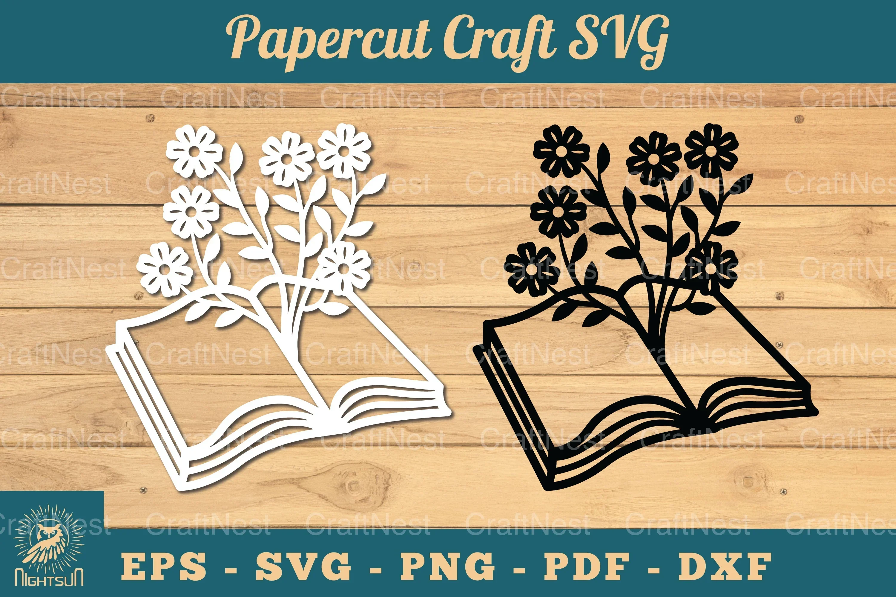 Flower and Book Papercut SVG Bundle