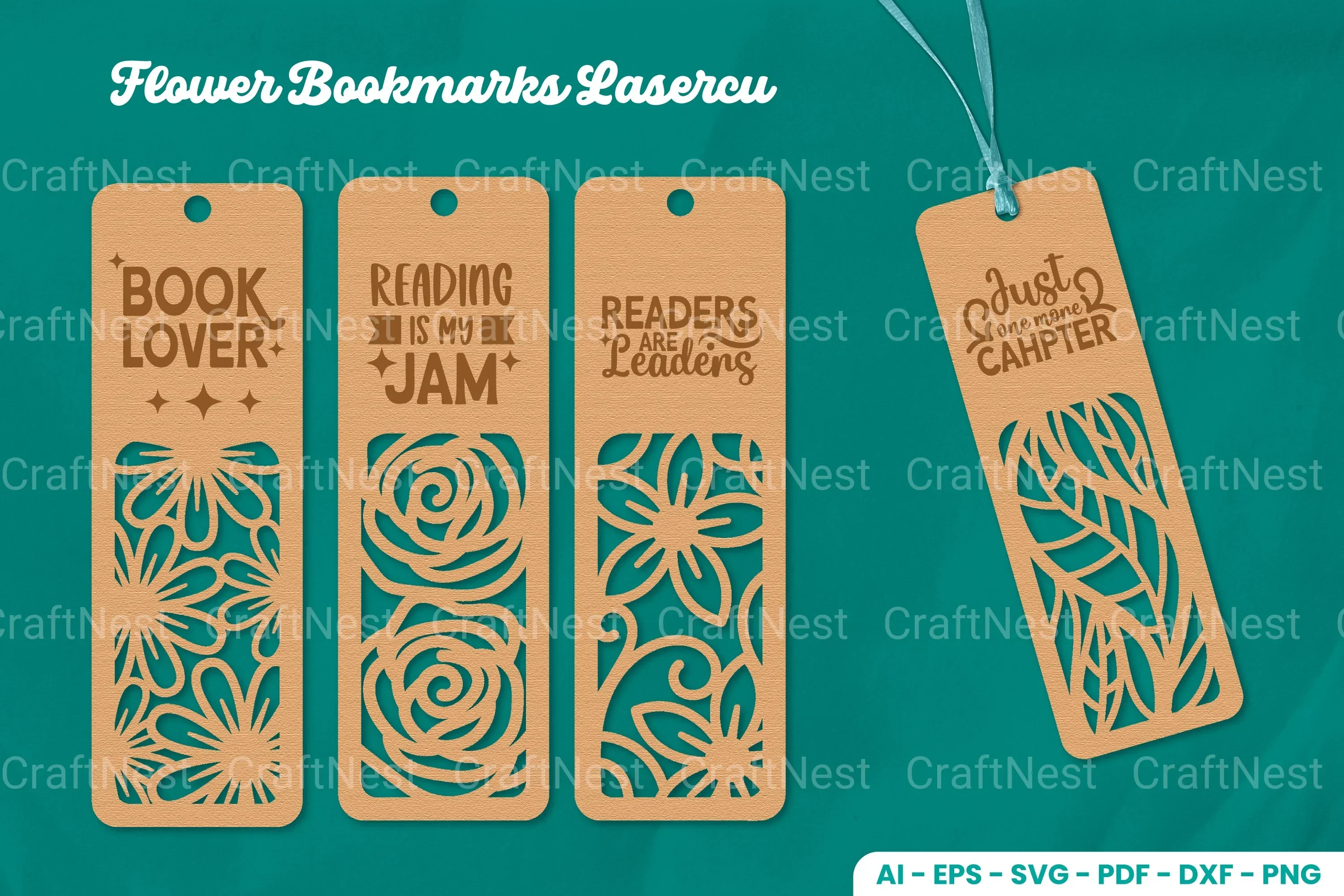Flower Bookmarks Lasercut SVG Bundle