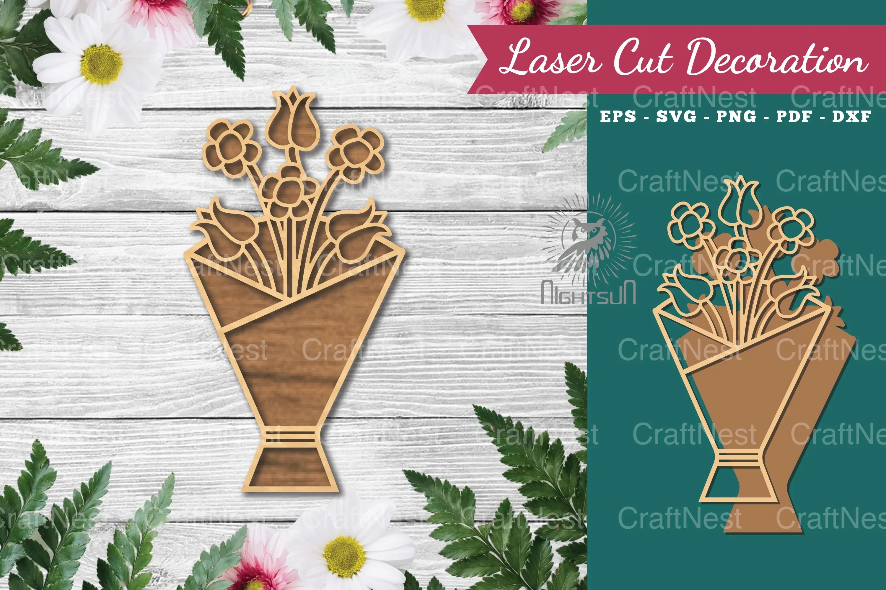 Flower Bouquet Laser Cut Decoration Clipart Bundle