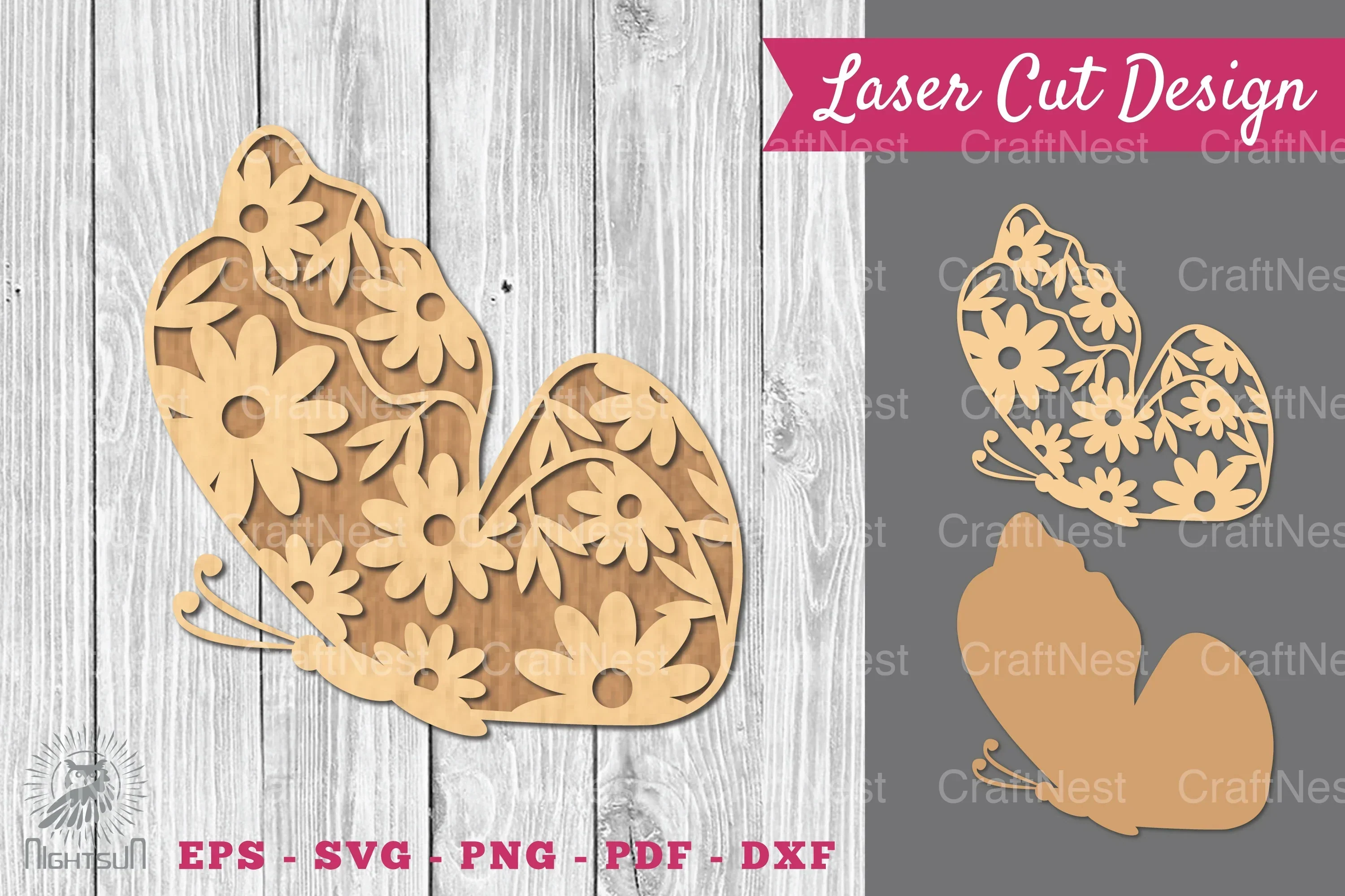 Flower Butterfly Laser Cut Decoration Clipart Bundle