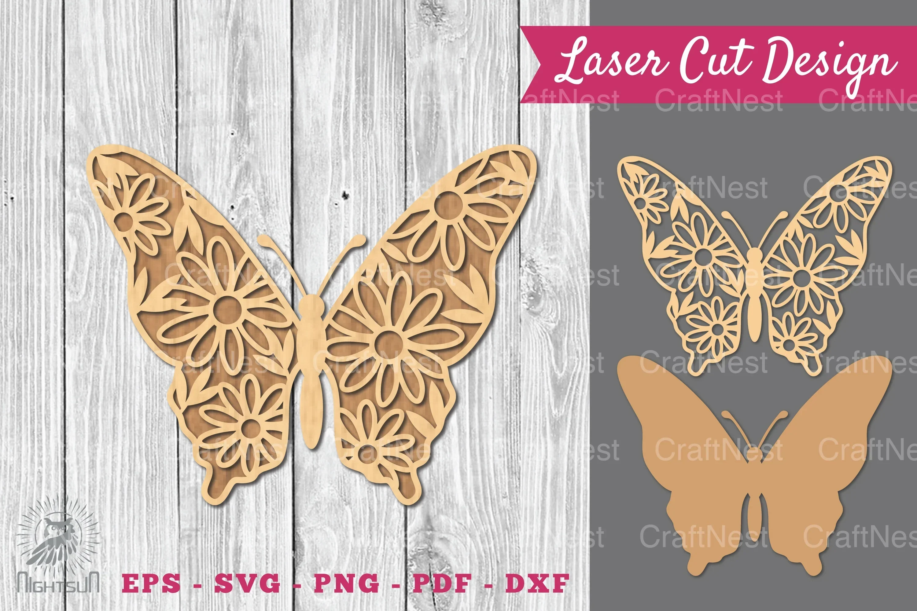 Flower Butterfly Laser Cut Decoration Clipart Bundle