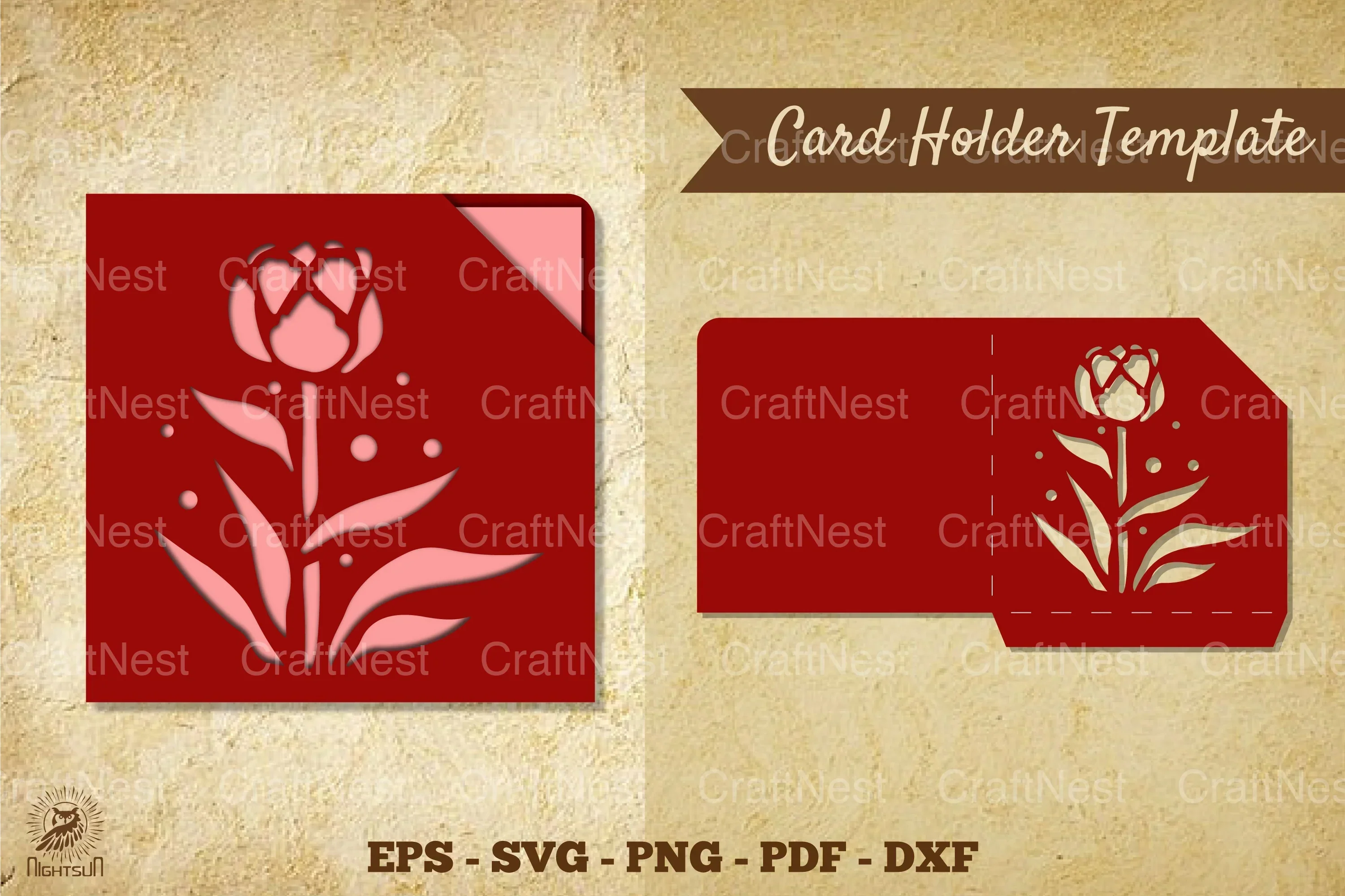 Flower Card Holder Template SVG Bundle