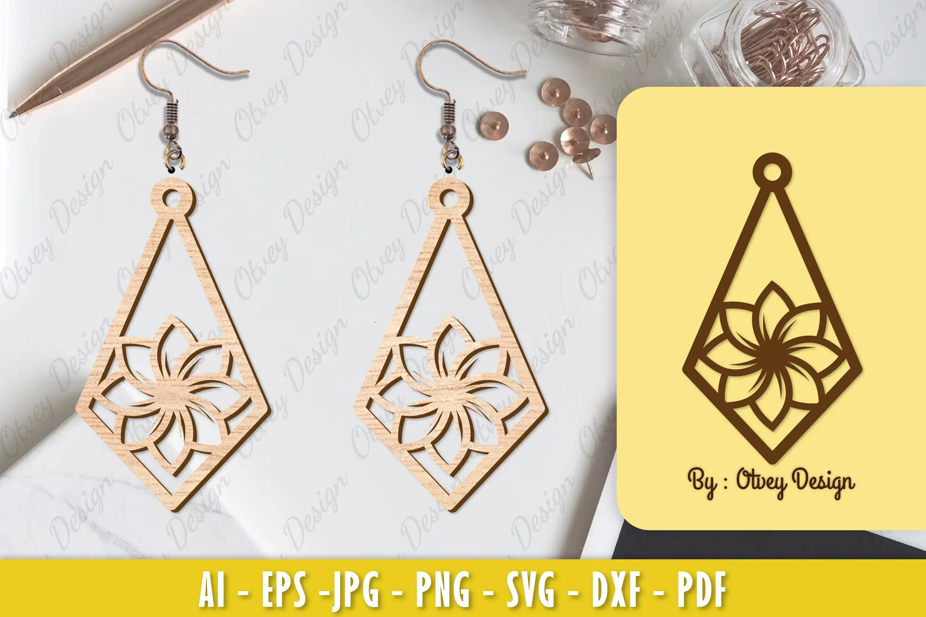 Flower Earring Laser Cut SVG Bundle